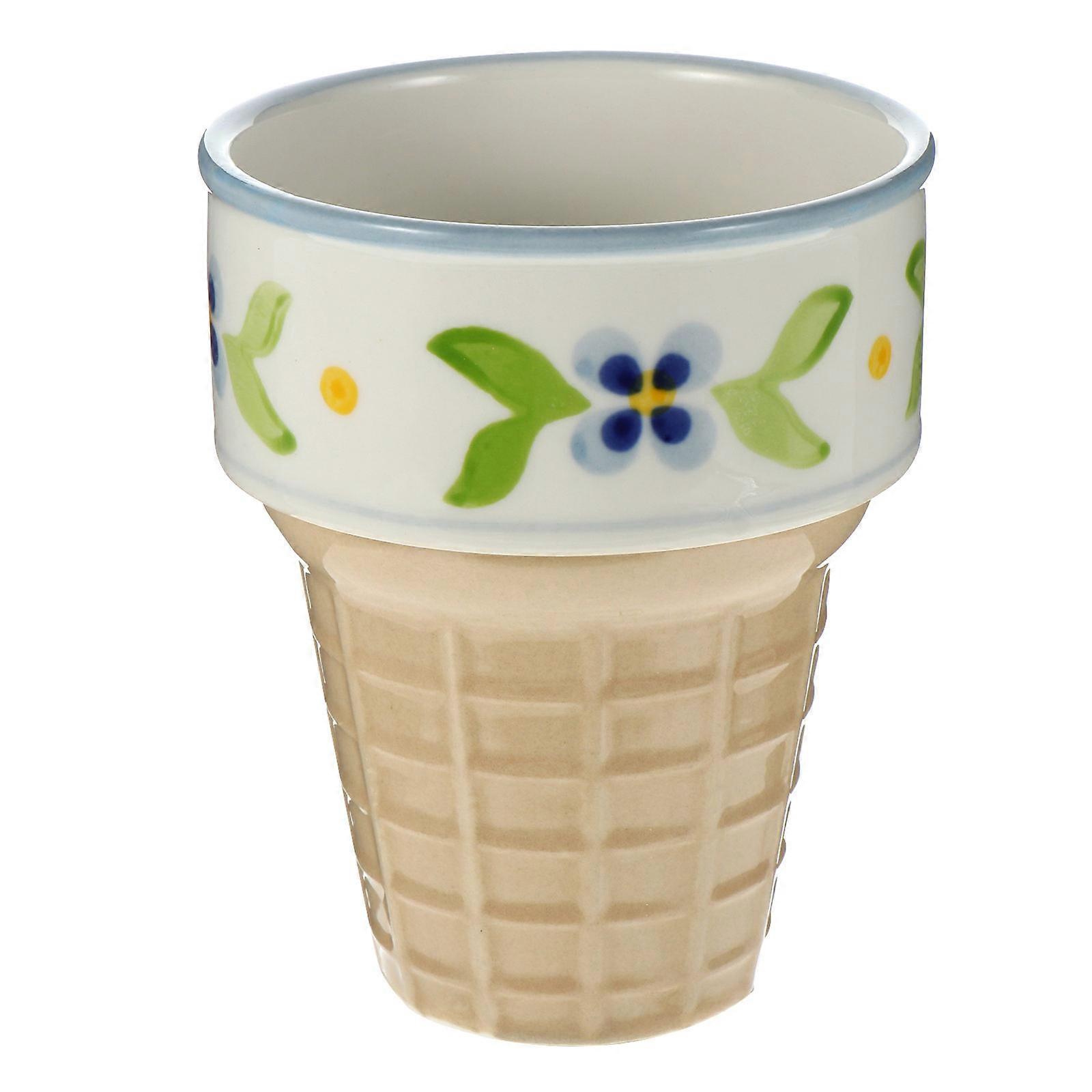 Ice Cream Cone Shape Practical Coffee Cup Ceramic Milk Cup 10x8cm Suitable For Home Use Office Use 1Pc