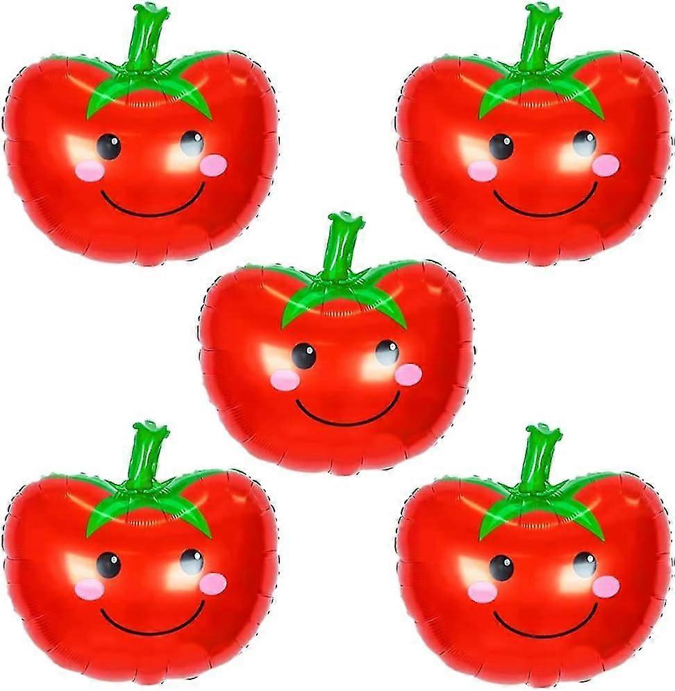 トマトバルーン野菜トマトホイルマイラーバルーンベビーシャワー用トマトをテーマにしたパーティー誕生日デコレーション用品26インチ5個、緑、赤