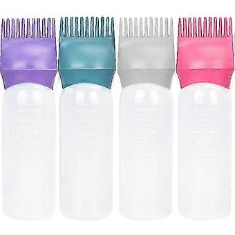Pacote com 4 frascos aplicadores de tinta de cabelo com ponta de pente para aplicação precisa - Ideal