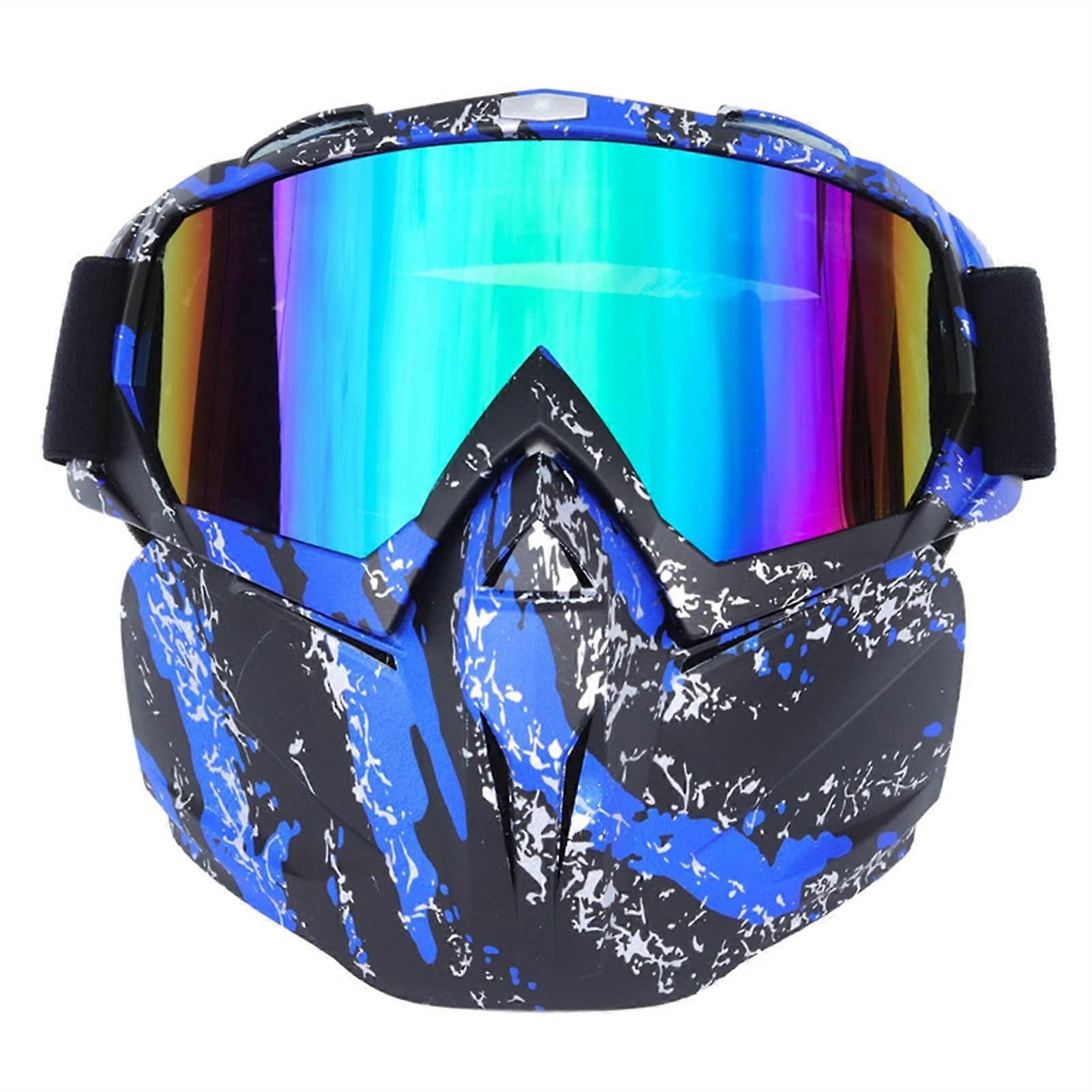 Motocross Goggles Vintage Motorcycle Shark Helmet Goggles Motocross Helmet Glasses Retro Windproof Open Face Helmets Goggles Mask (Color : A2)