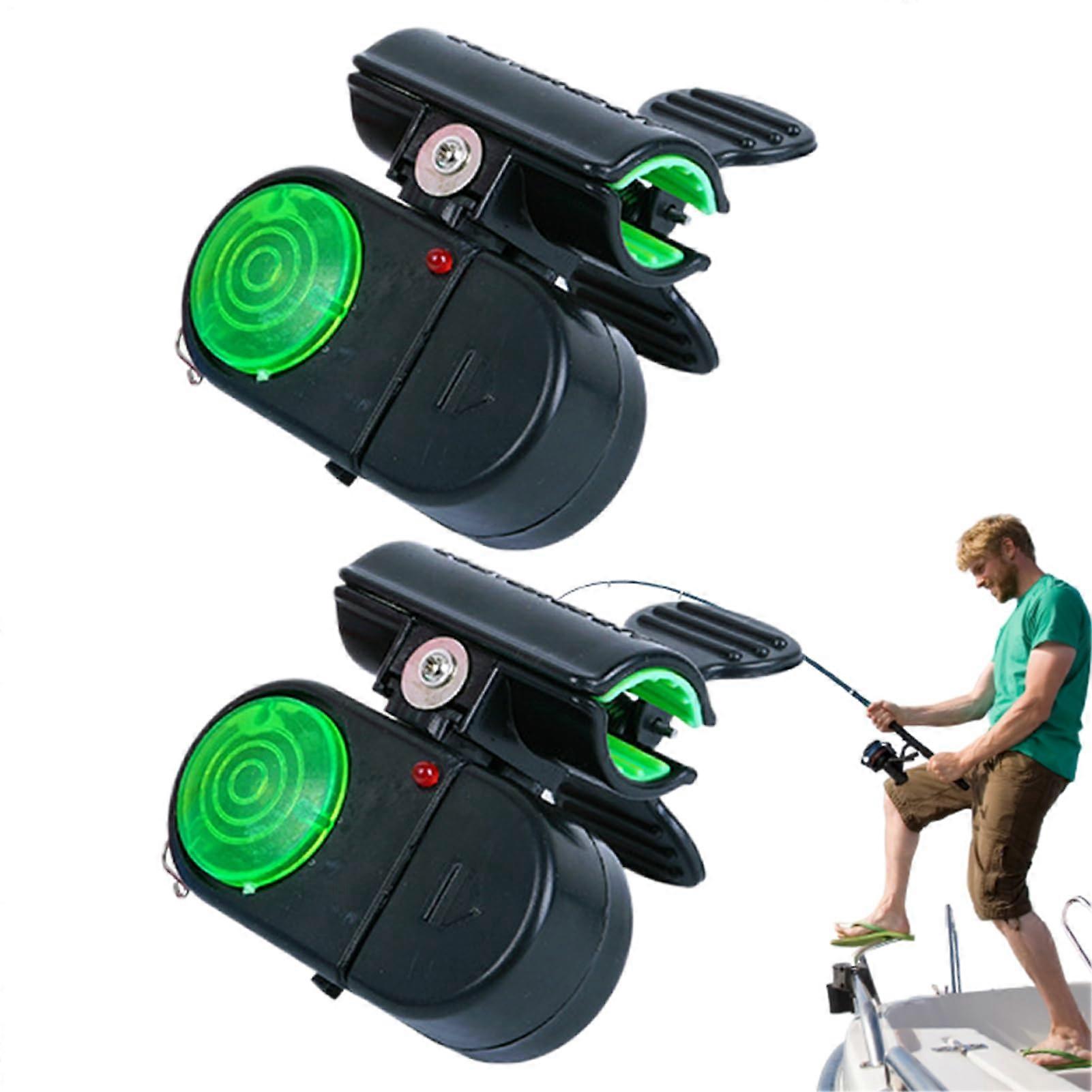 Fishing Bite Alarm Bells with Sensitive LED Light, 2 Pack Clip-On for Rods in Freshwater