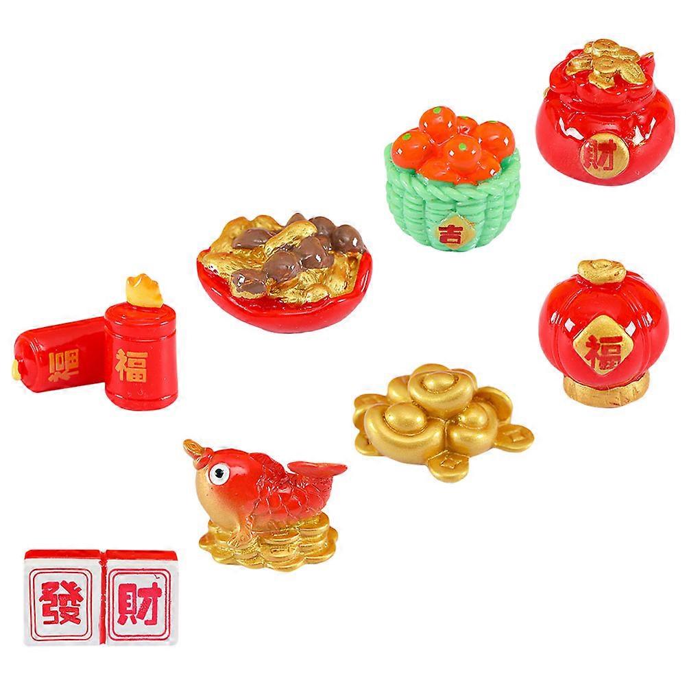 Year of the Dragon Gifts Resin Figurine for Home Use Assorted Color Creative Cartoon Design 8pcs