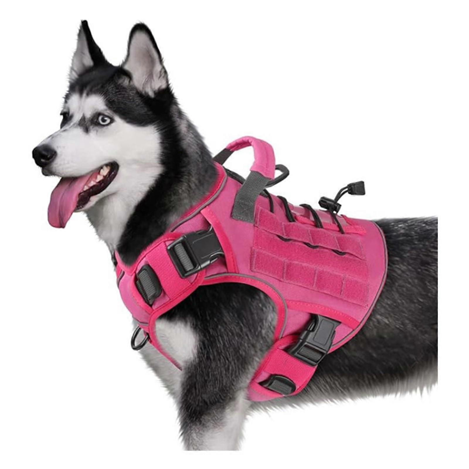 Escape Proof Pet Harness With Reinforced Buckles Comfortable Padding Chest Strap For Small To Large Dog Daily Training  XL Pink