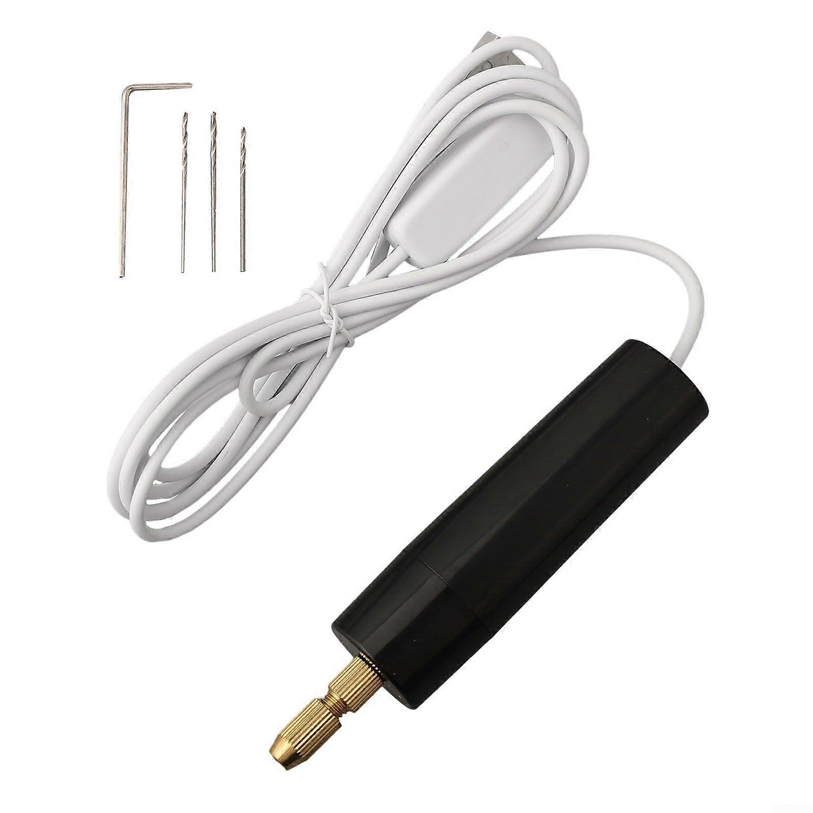 Mini Electric Drill Black USB Portable Mini Drill for DIY Crafts Precision Control Tool for Various Materials