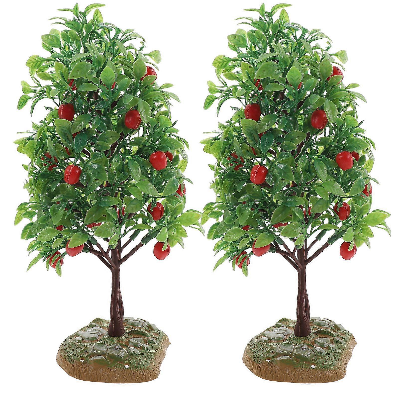 2Pcs Simulation Fruit Tree Decoration Tree Landscaping Ornament Sand Table Decor