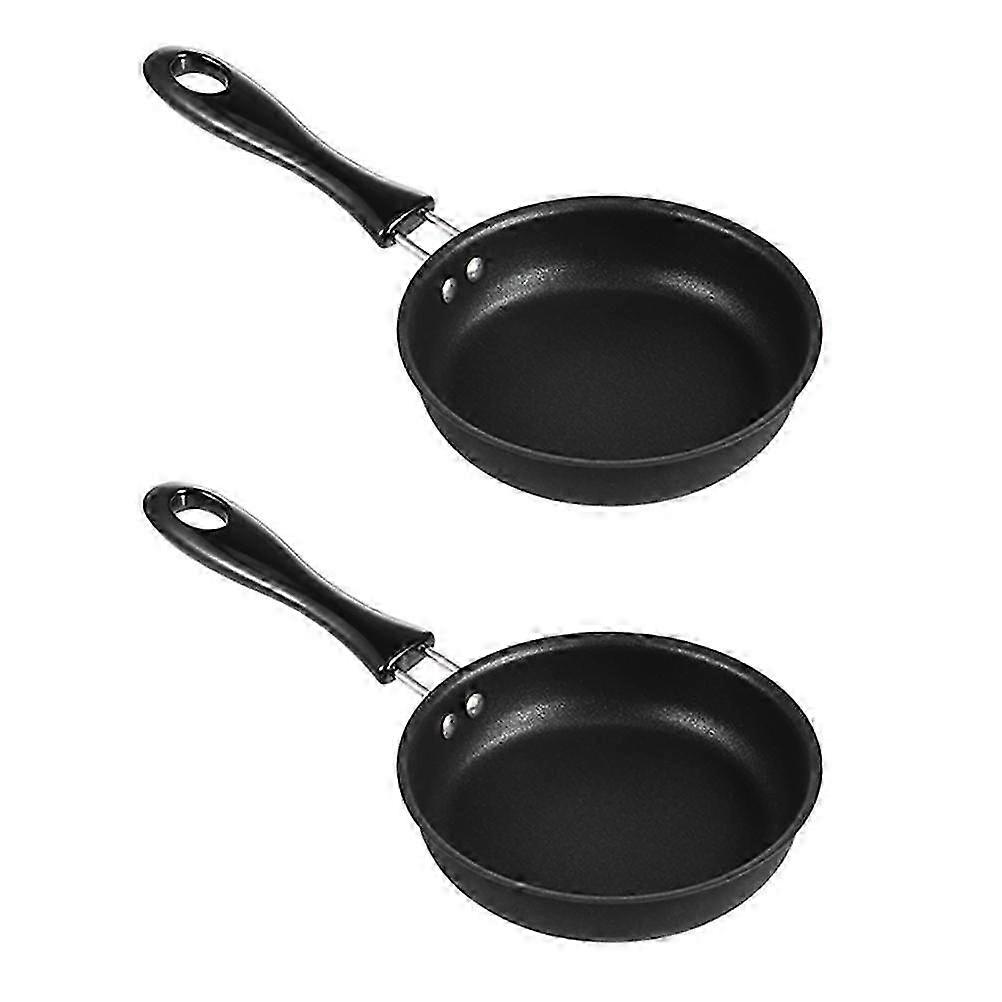 Mini Frying Pan Nonstick Pans For Friends Who Like To Cook 2Pcs Black Even Heating25X12X2.8CMBlack SZRH A-D