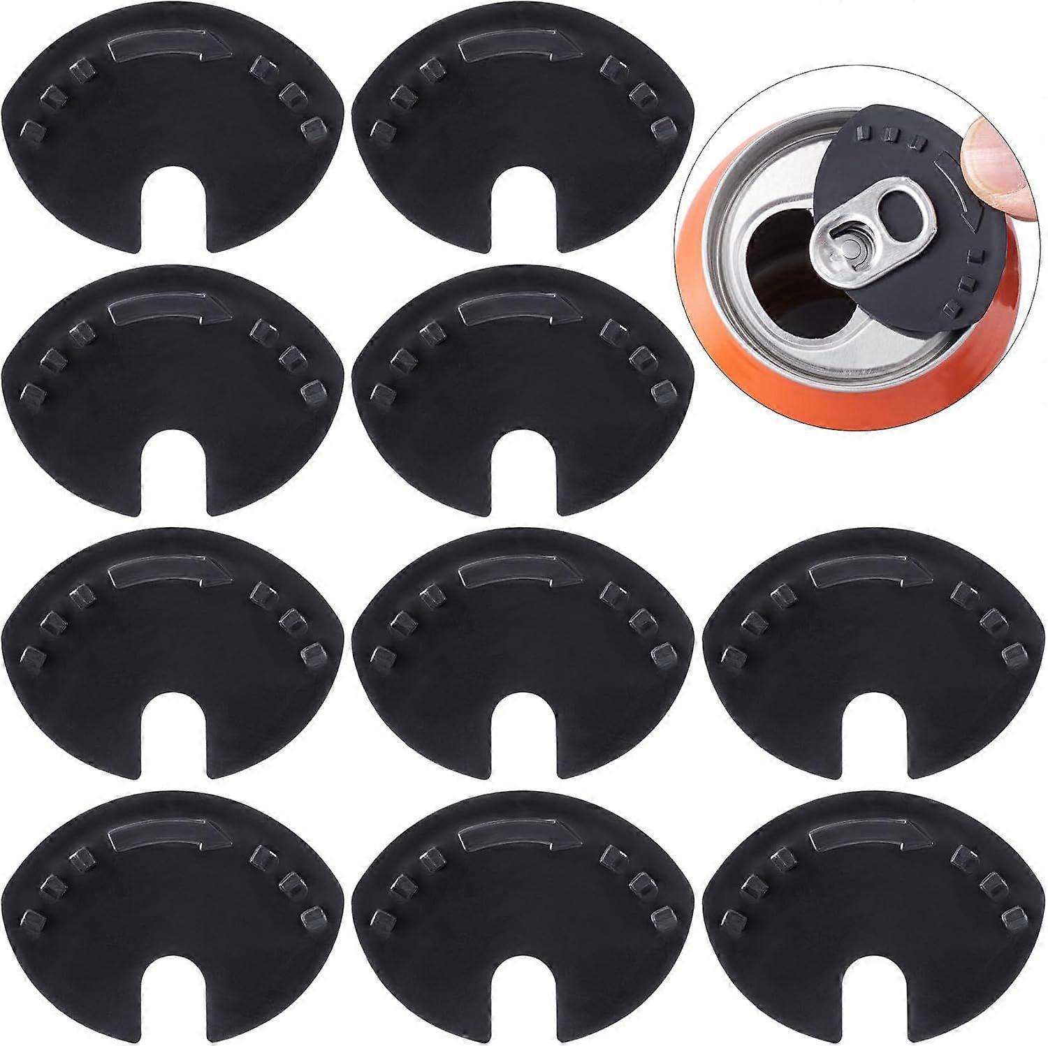 10pcs Soda Can Covers Lids, Plastic Pop Can Lid Cover, Can Top Cap Protector Spill Guard for Soda Drink Beer Coke Juice Beverage- Black
