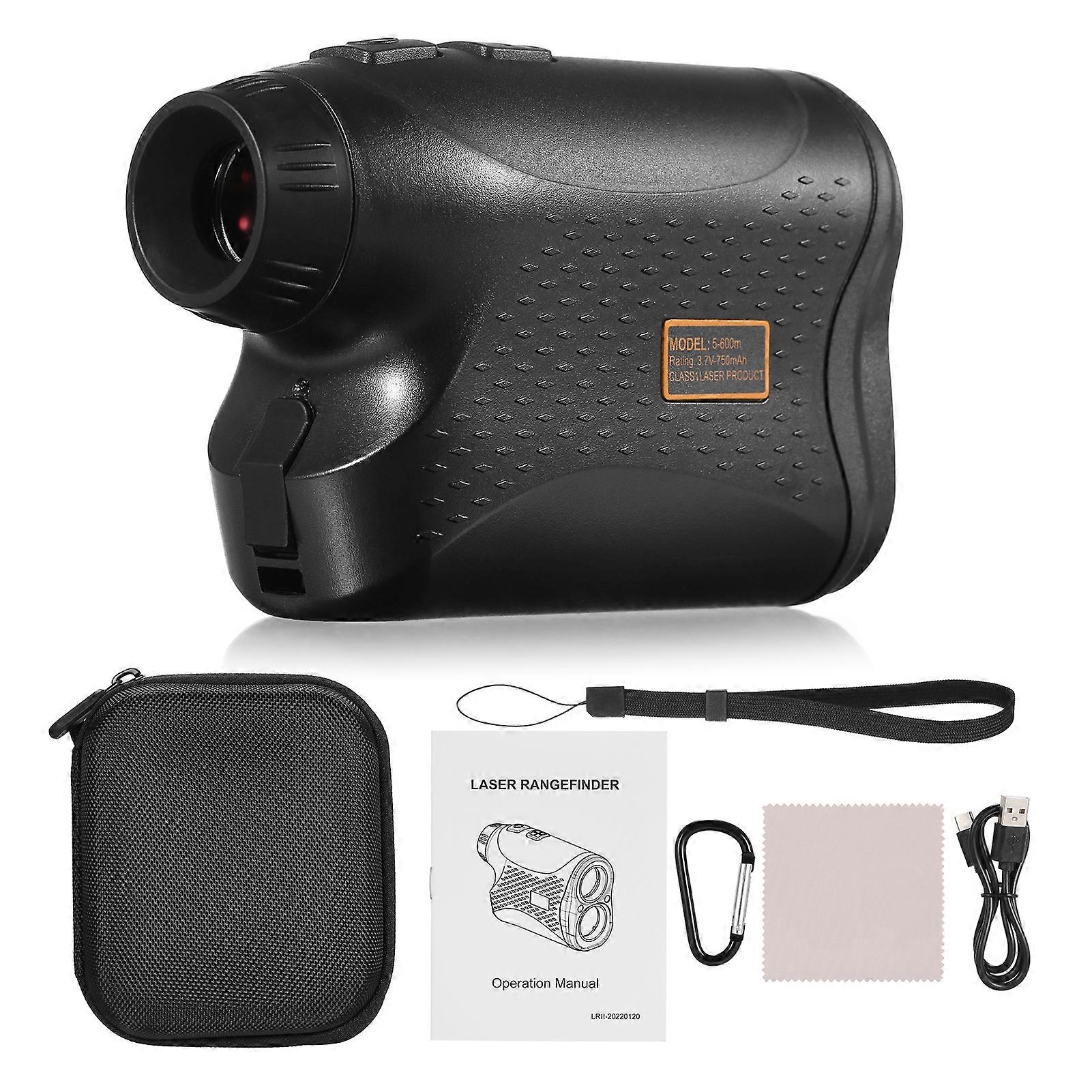 Golf Rangefinder USB Rechargeable Golfing Range Finder 6X Magnification 600M Distance Meter with Flagpole Locking Vibration