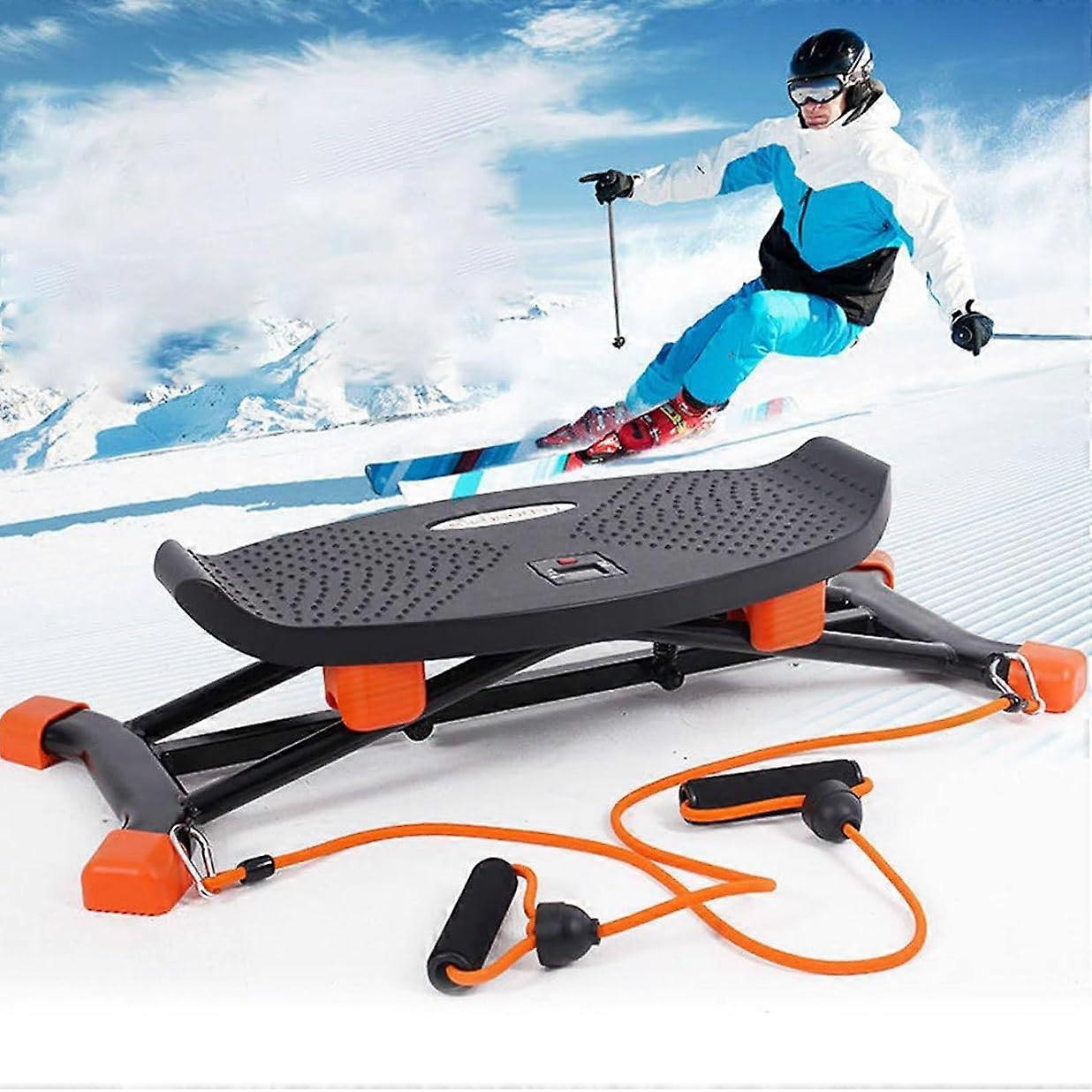 Indoor Ski Simulator Fitness Machine with LCD Display, Removable Resistance Bands, Ski Stability Core Trainer for Leg Workout