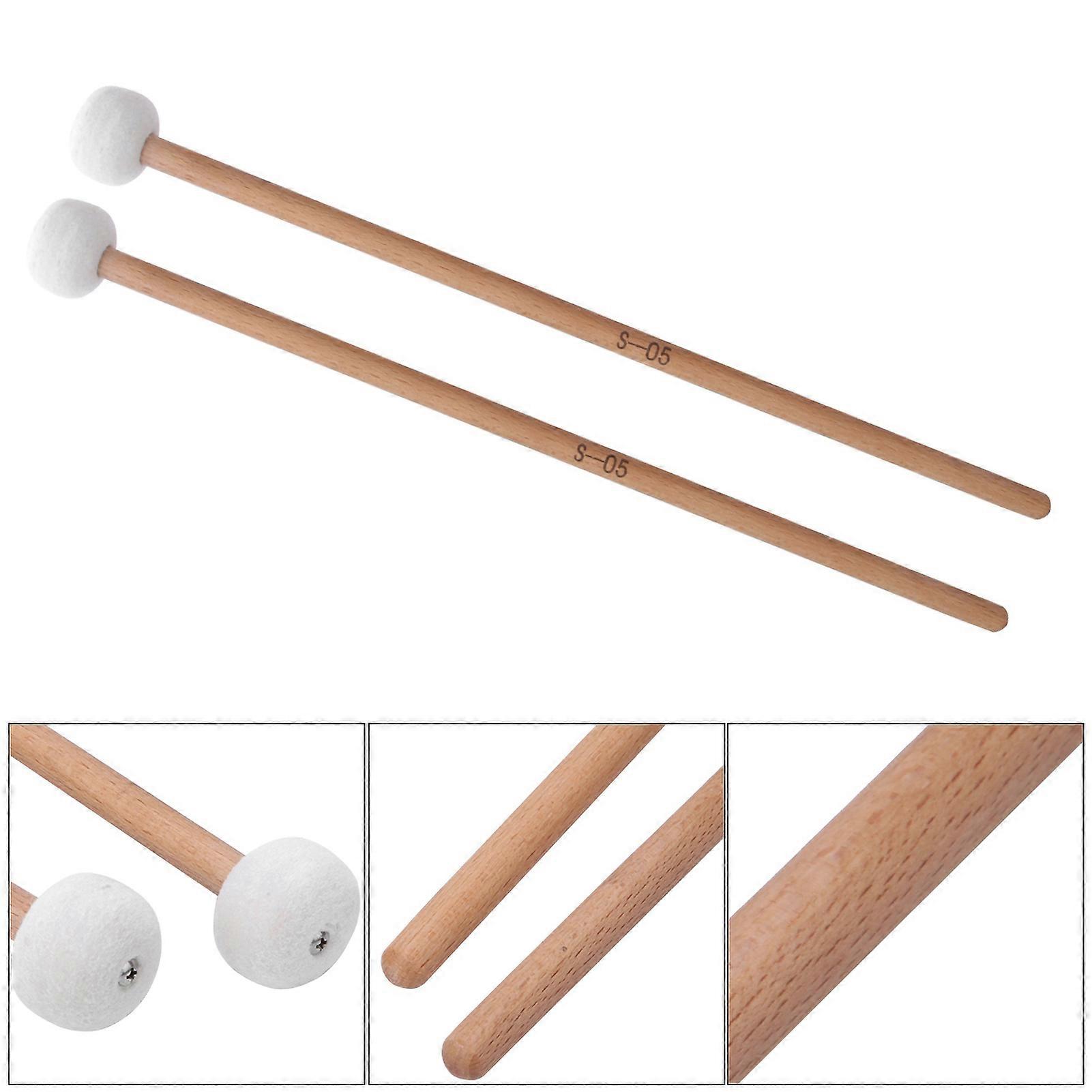 2Pcs White Felt Drum Mallet Mallets for Timpani Snare Drum