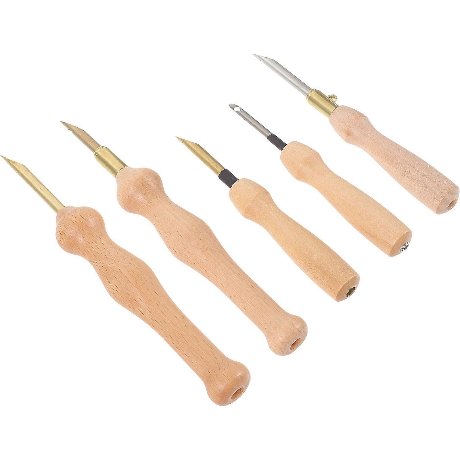 5pcs Wooden Handle Punch Needles for Embroidery Crafts – Comfortable Grip, Easy Control, Ideal for Sewing Enthusiasts and DIY Lovers
