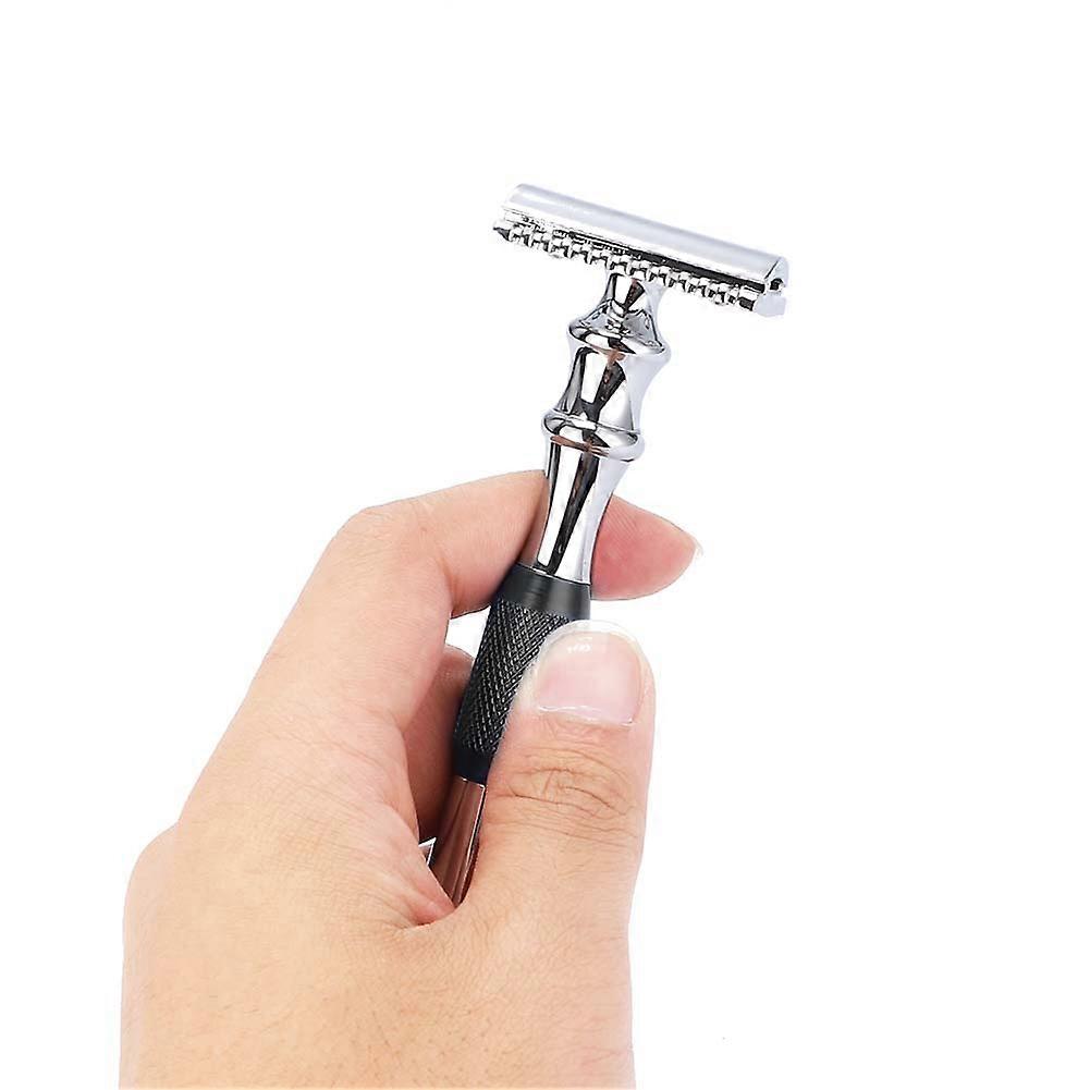 Man Shaving Razor Black Double Edge 12.9x4.1cm with Base