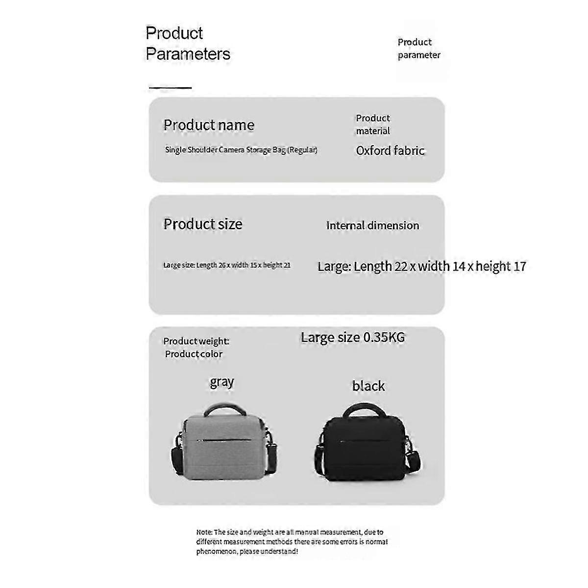 DSLR Camera Case Portable Photographer Photography for Equipment Crossbody Bag Grey