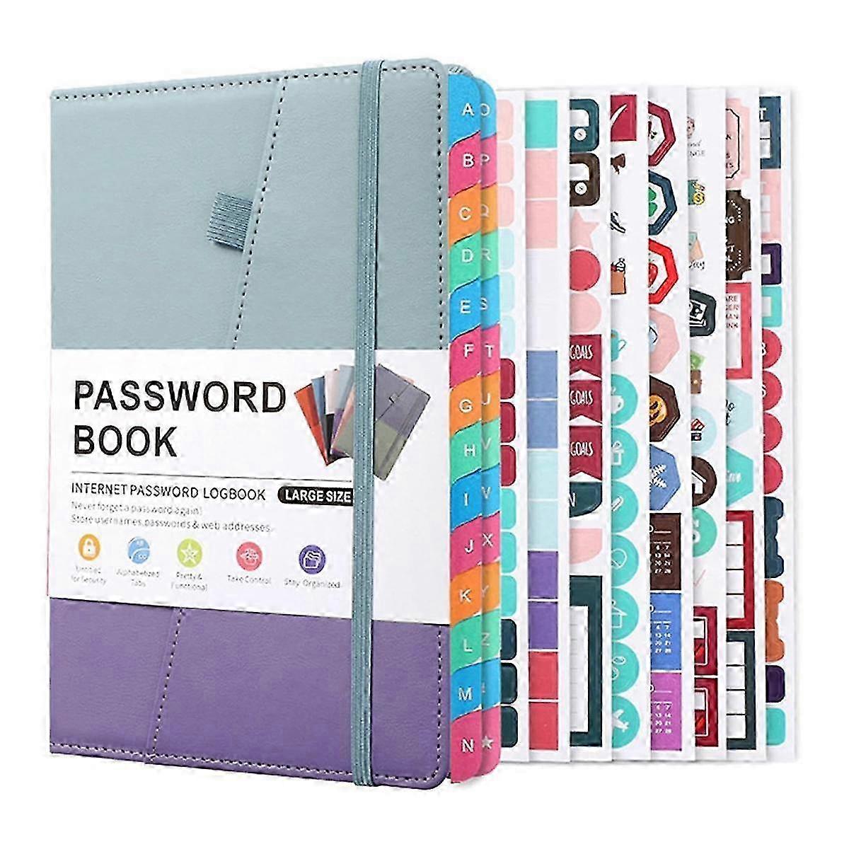 Password Keeper Book with Colorful Alphabetical Tabs and Two Bookmarks, for Seniors 8.4X5.9Inch, Internet Address E