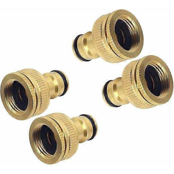 4 Pcs Solid Brass Garden Hose Connectors, Brass Irrigation Hose Connector Threaded Tap Hose Adapter Tap Adapter Rustproof