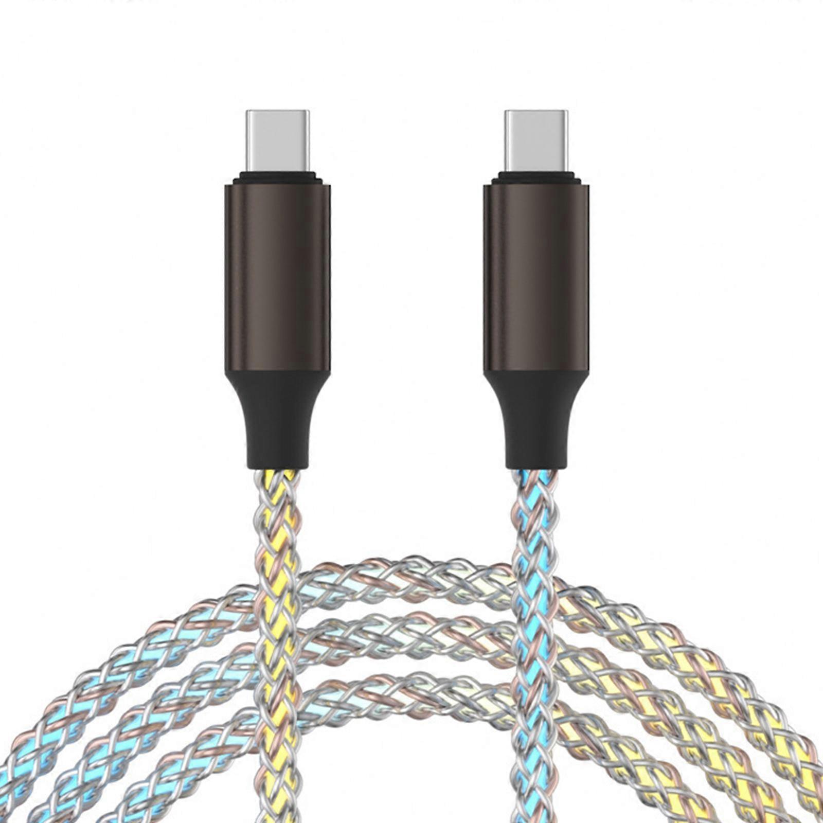 Fast Charging USB C Cable With LED Glowing 66W Power Delivery Braided Cord Universal Device Available Multicolor