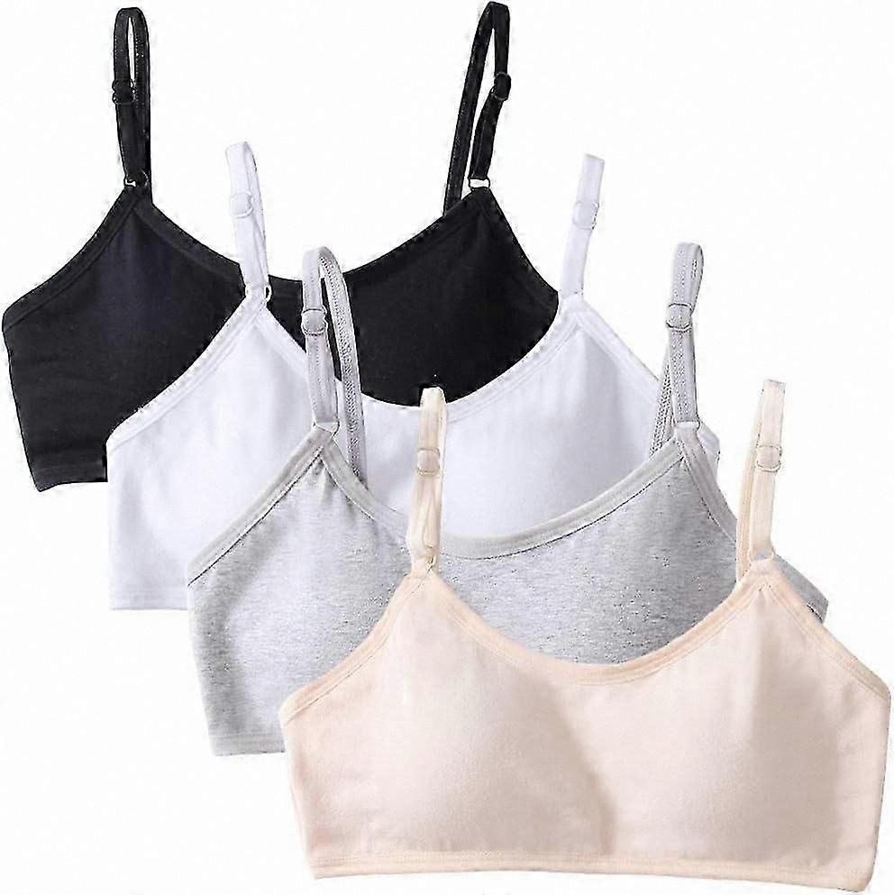 Girls Athletic Bras 4-Pack with Removable Padding, Adjustable Straps for Gym & Daily Use Crop Top Sets