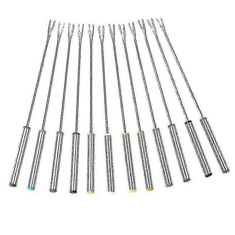 24pcs fourchettes à fondue en acier inoxydable avec poignée, utilisation de la viande rôtie