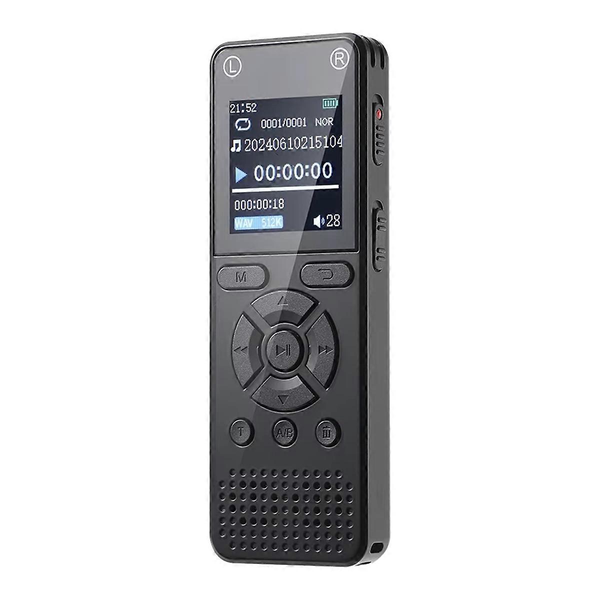 64GB Voice Activated Digital Recorder with Playback - Audio Storage 1536Kbps HD Recording Dual Microphone MP3 Play