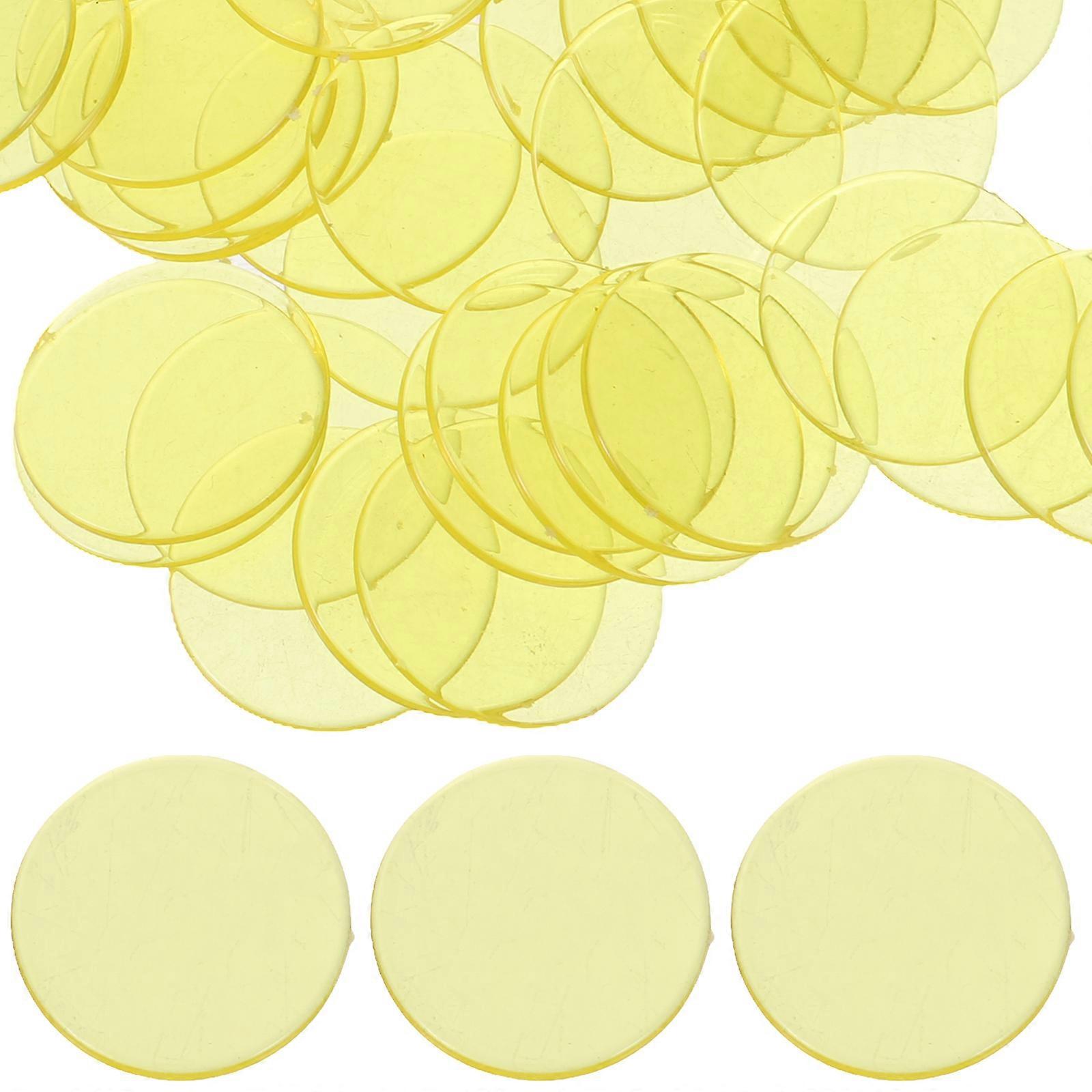 Yellow Plastic Chips for Game Use Transparent Counters for Math Learning and Fun Activities 40 Pieces