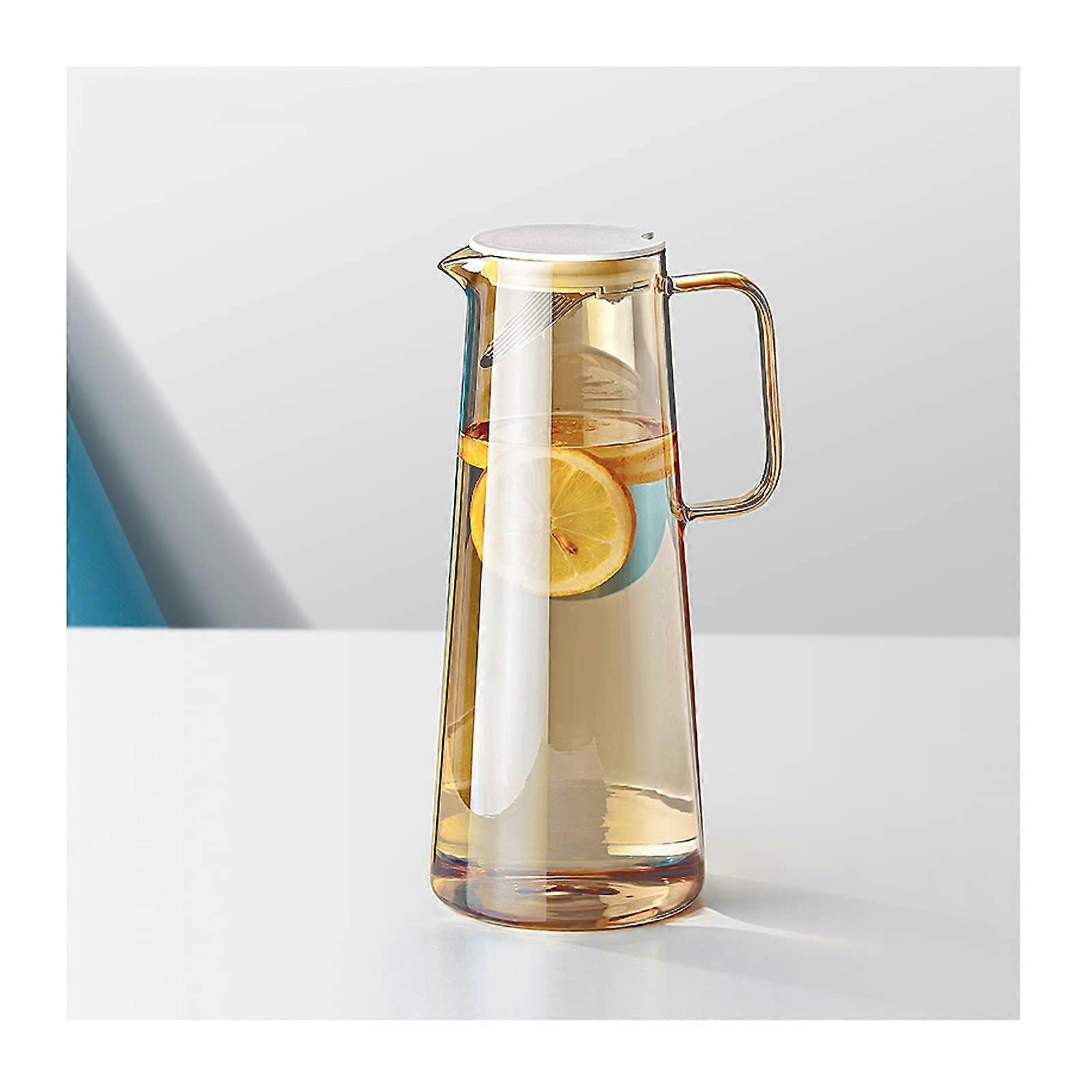 Pitcher Glass With Lid Iced Tea Pitcher, Water Jug, Hot and Cold Beverage Carafe, Color A
