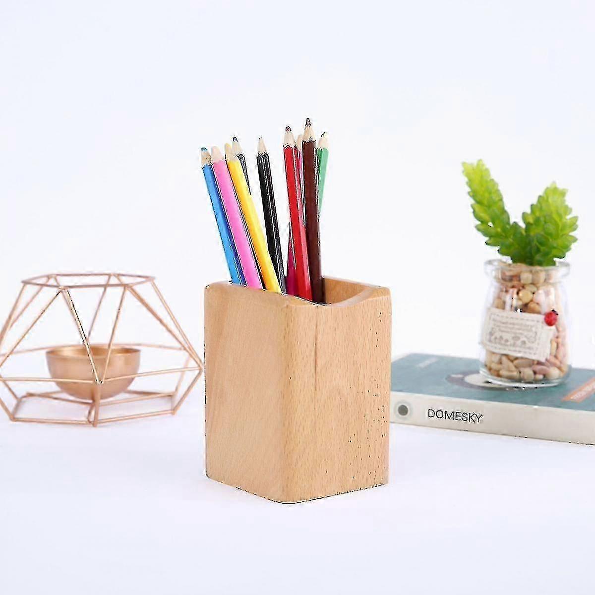 Puinen pöytäkynä- ja kynäpidike, monikäyttöinen järjestelijän kuppi