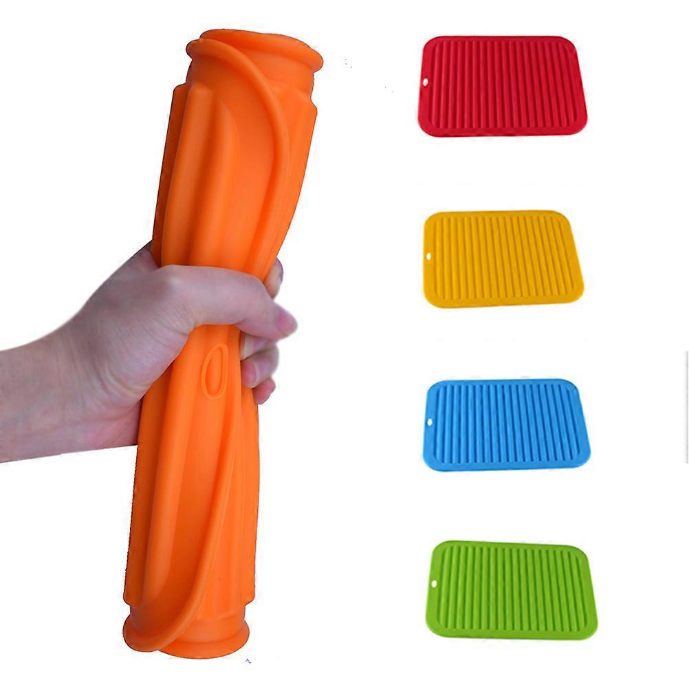 Insulation Pad Silicone Mat for Water Draining Wave Pattern Orange