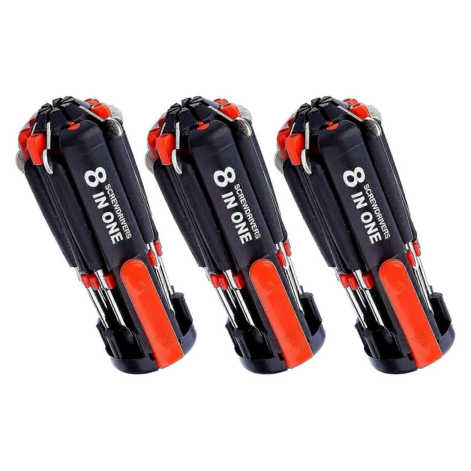 8 in 1 MultiTool Screwdriver BuiltIn Light Lightweight Portable Durable LockType Mechanism 3Piece Set