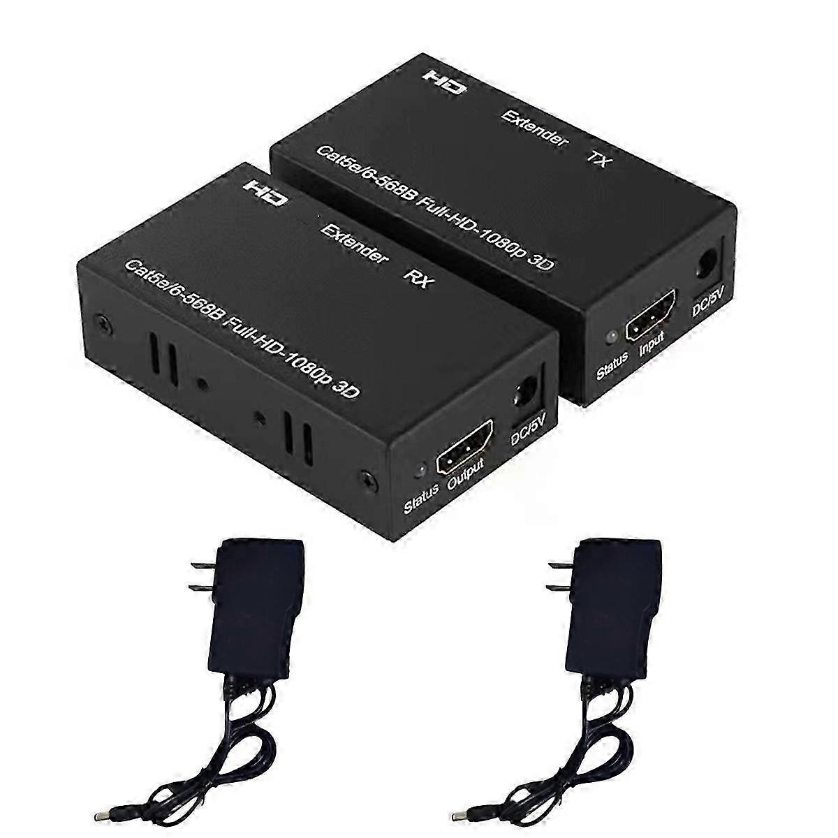 Network Extender with 60M Extender RJ45 Cat 5/6 Cable, 1080P Signal Compatible Extender for US PLUG LAN