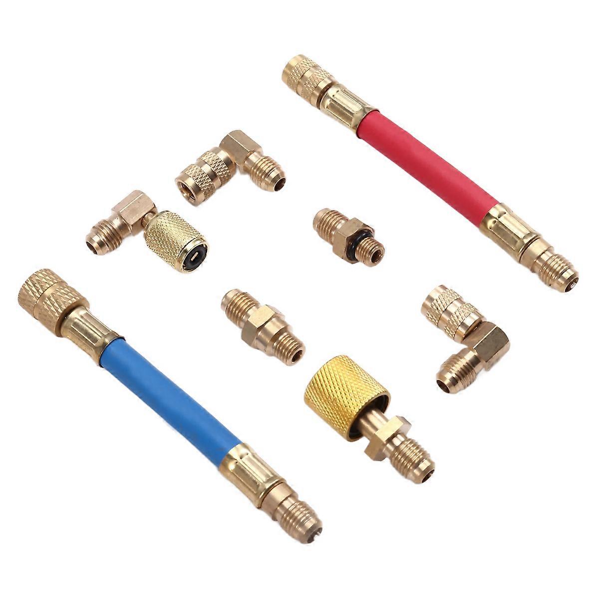 8pcs Car Air Conditioner Refrigeration R134A R12 Multi Purpose Converting Adapter Air Condition Adapters Connector