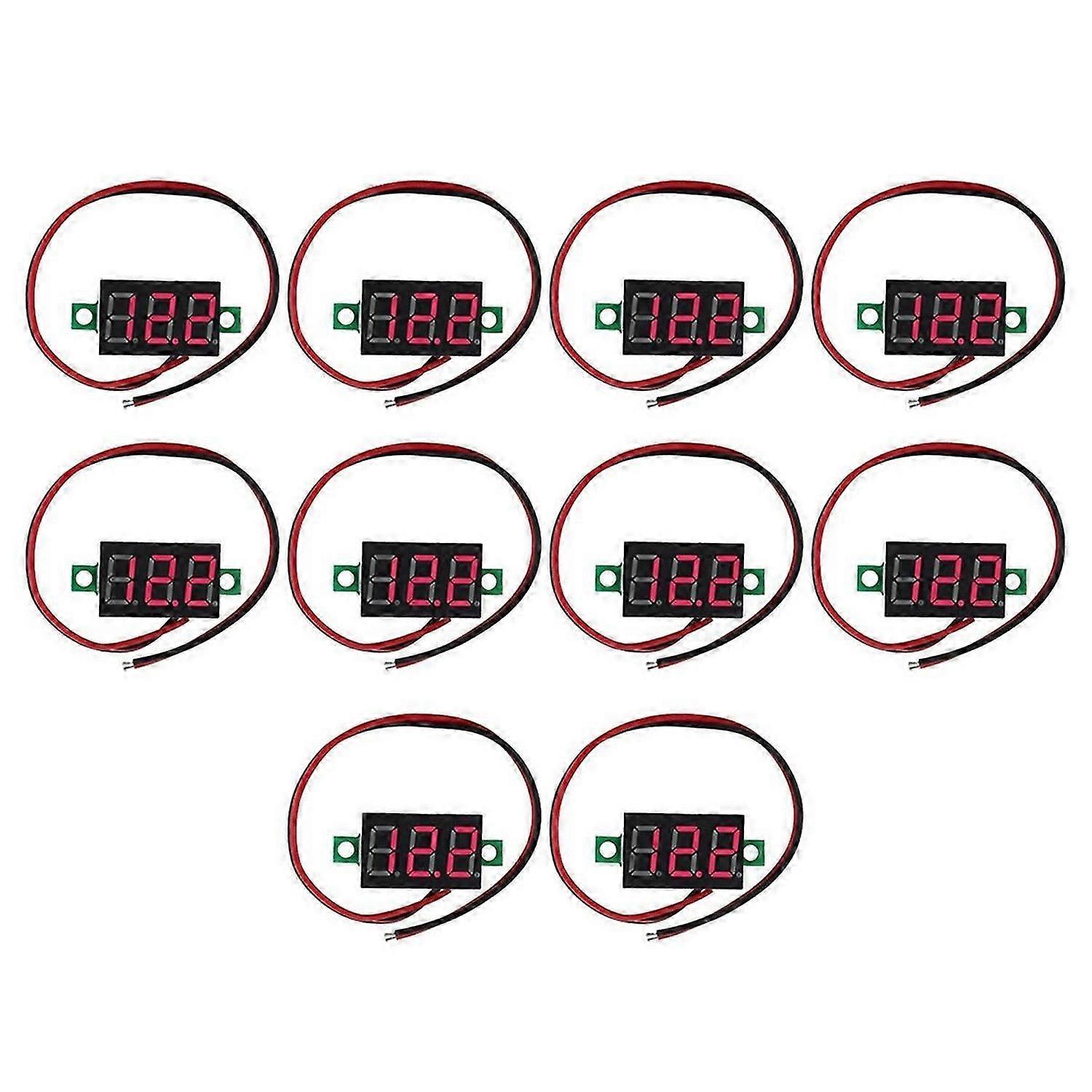 10pcs 2 Wires Mini Digital Voltmeter DC 2.5V-40V Digital Voltage