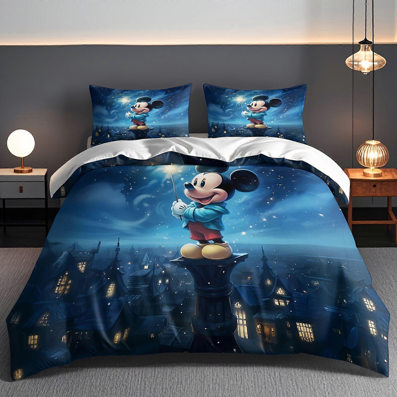 TE1037 3pcs Mickey Mouse Minnie Mouse Cartoon Patterned Bedding Sets, Quilt Covers And Pillowcases Soft And Comfortable Student Dormitory