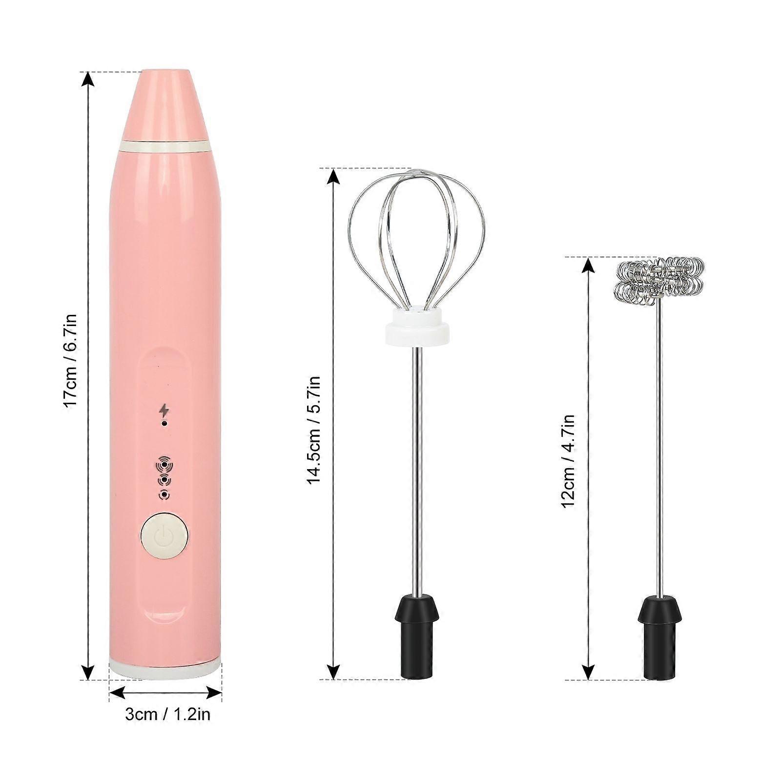 Electric Handheld Egg Whisk Milk Frother Foam Maker USB Rechargeable Mixer with 2 Stainless Steel Whisks 3 Speed Adjustable for Cappuccinos Latte Hot 