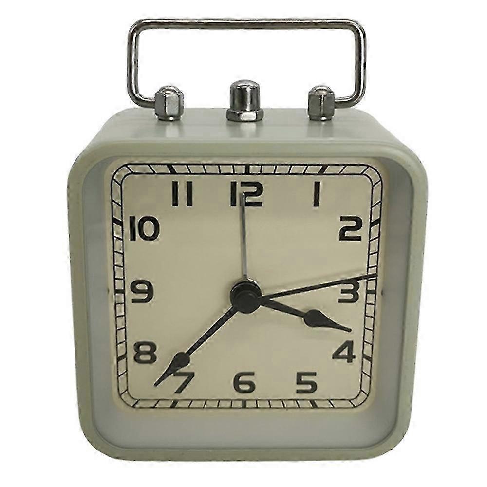 FD3501 3.5'' Square Metal Alarm Clock Silent Table Clock Portable Desk Clock Decor with Snooze
