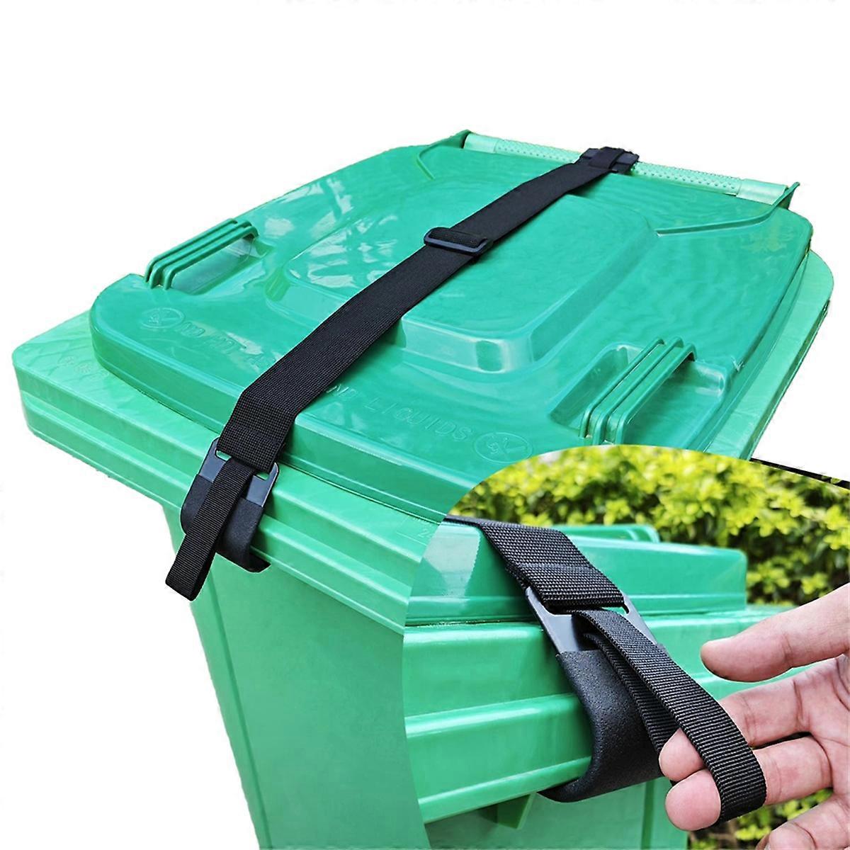 Metal Double-Claw Trash Can Lid Lock Strap for Animals Cord with Hooks for Securing Trash Can Lids