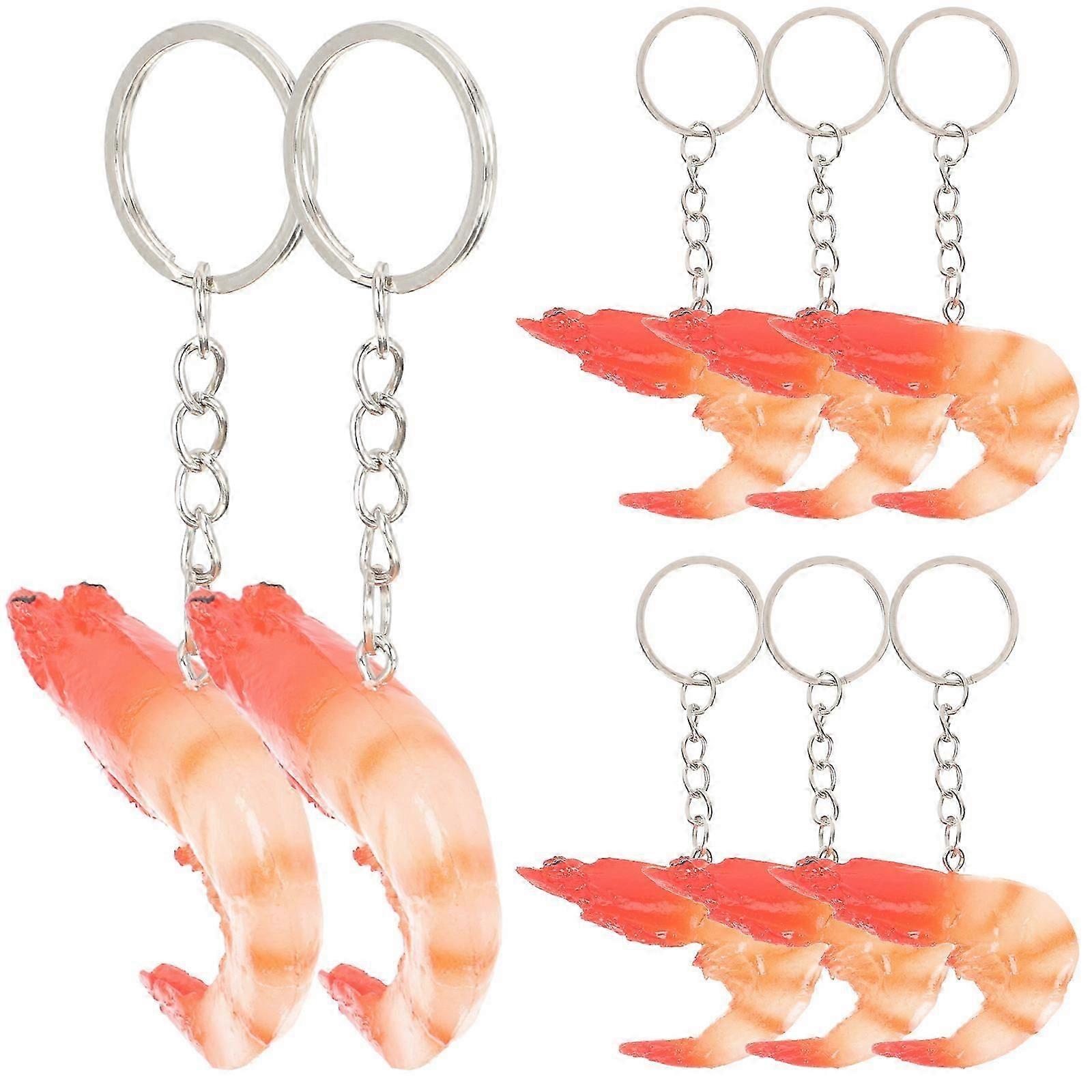 backpack keychain set 8pcs realistic shrimp design