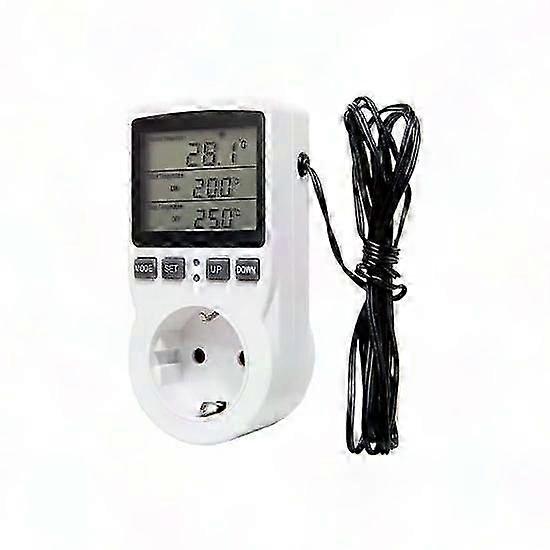 EU Plug Digital Temperature Controller Socket with Probe for Heating and Cooling Thermostat