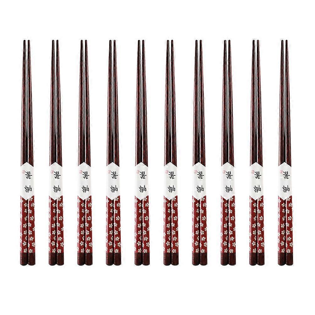 Wooden Chopsticks for Home Use 10Pairs Red Japanese-Style Tableware
