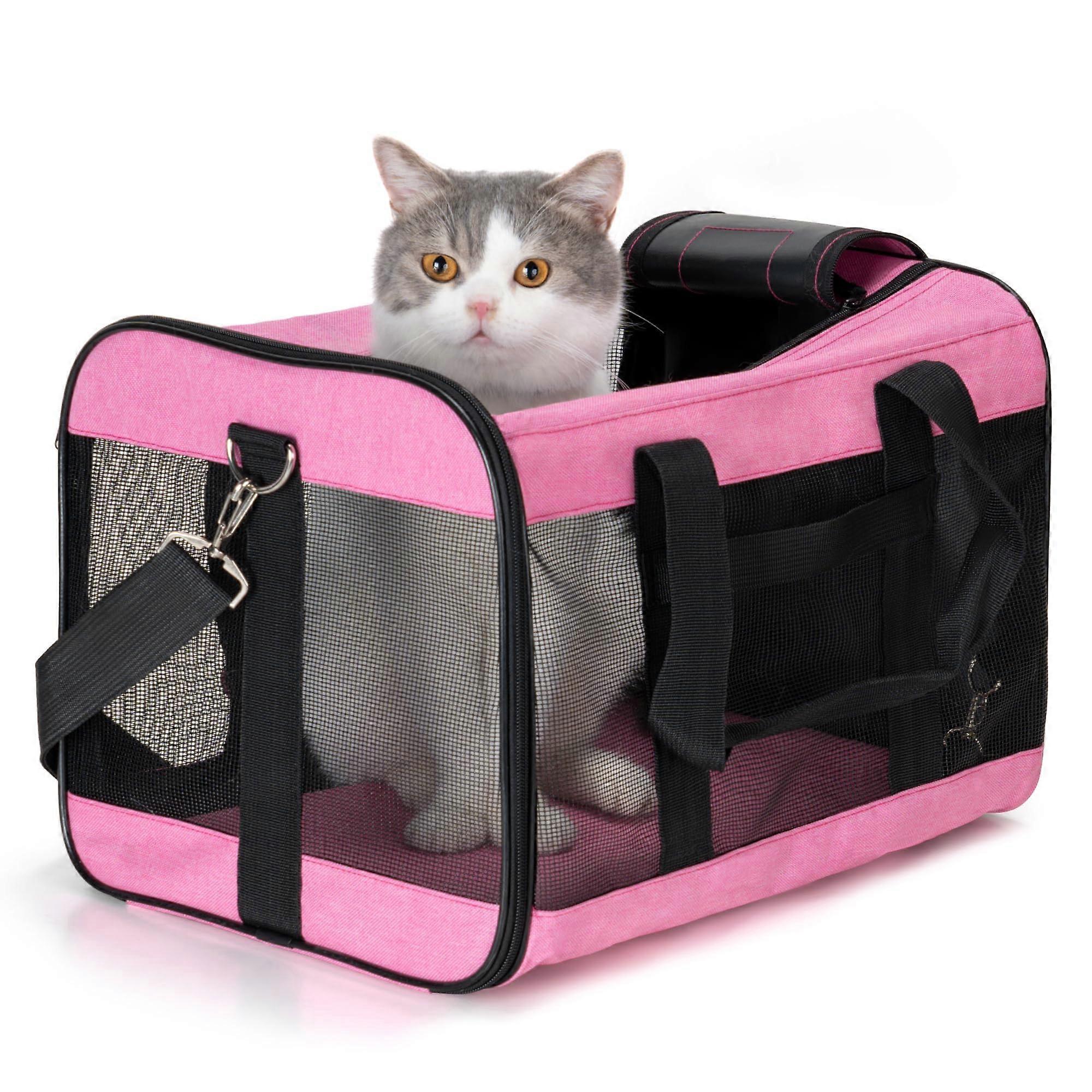 Pet Carrier Soft Sided Travel Carrier for Cats Small Dogs Kittens Puppies Medium Pink Airline Approved Collapsible Durable