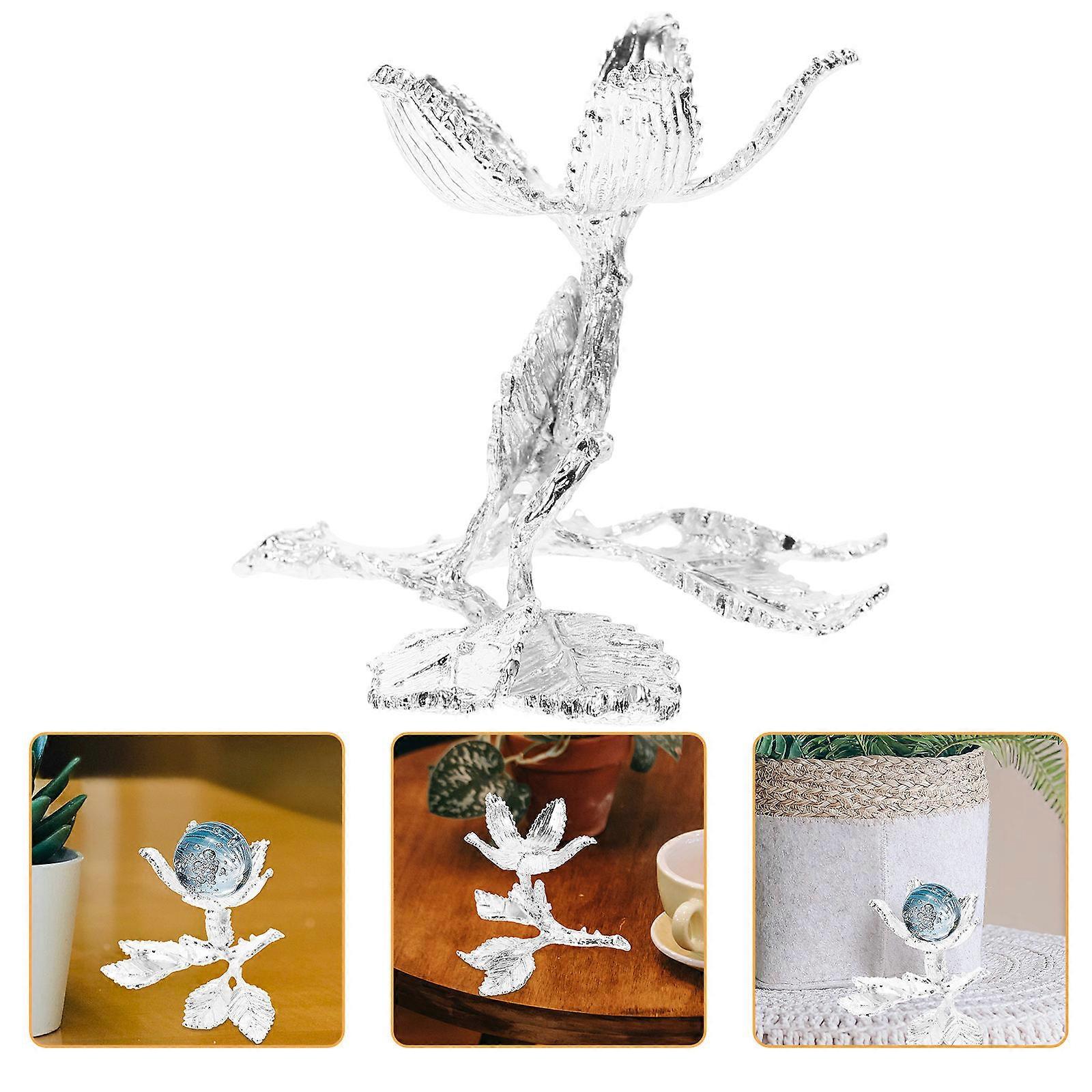 حامل عرض معدني للعينات للديكور، 4 قطع، حامل حامل فضي