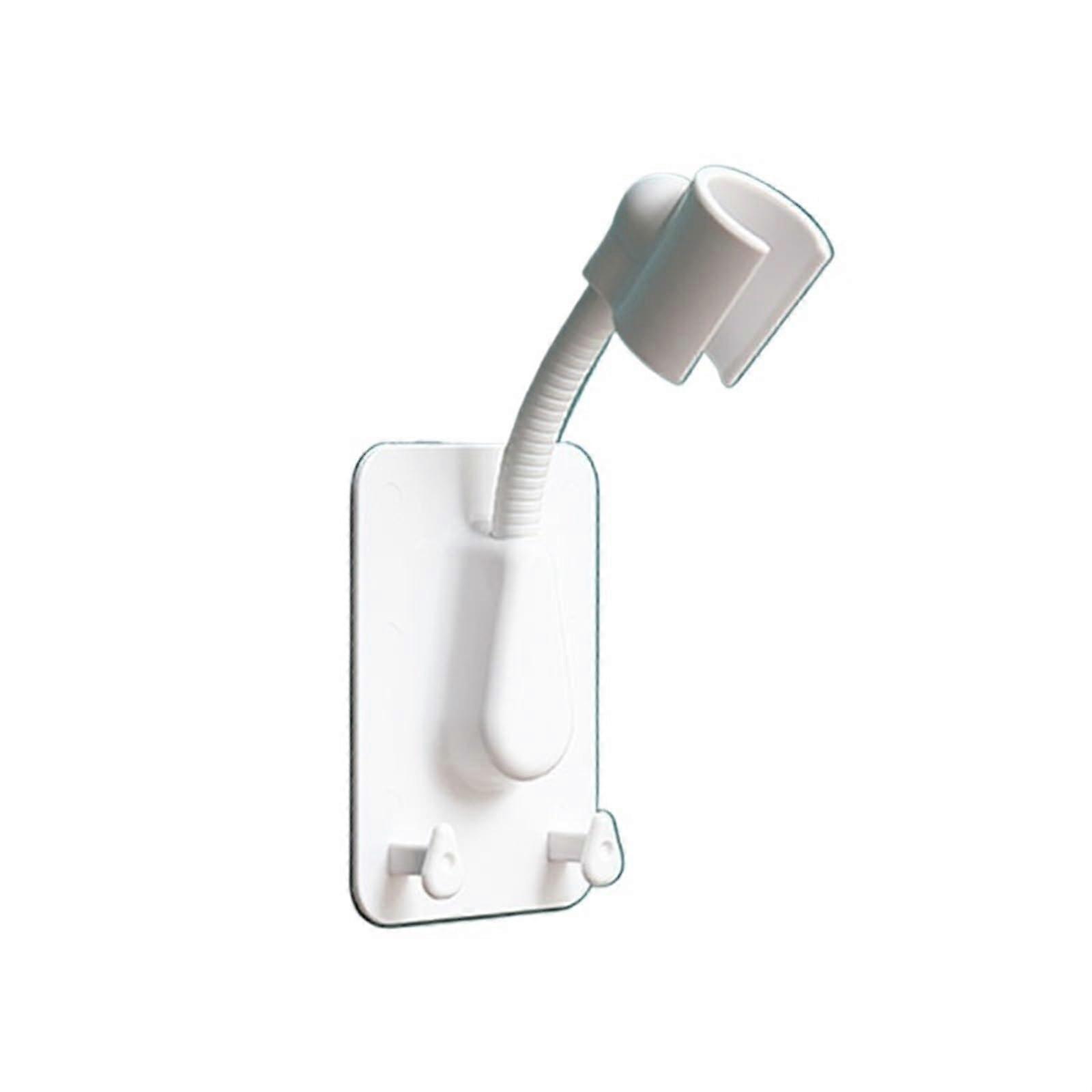 Shower Head Holder Modern Bracket White Finish Space Saving Strong Adhesive Mount
