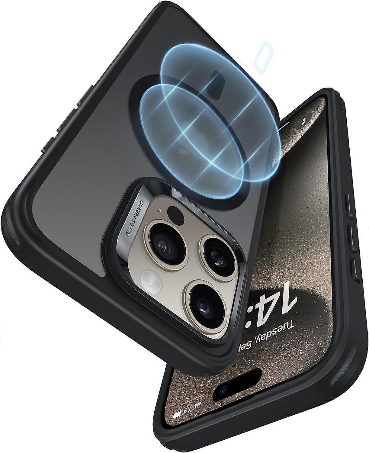 Compatible with iPhone 15 Pro Case with MagSafe - Military-Grade Protection, Yellowing & Scratch-Resistant, Frosted Black