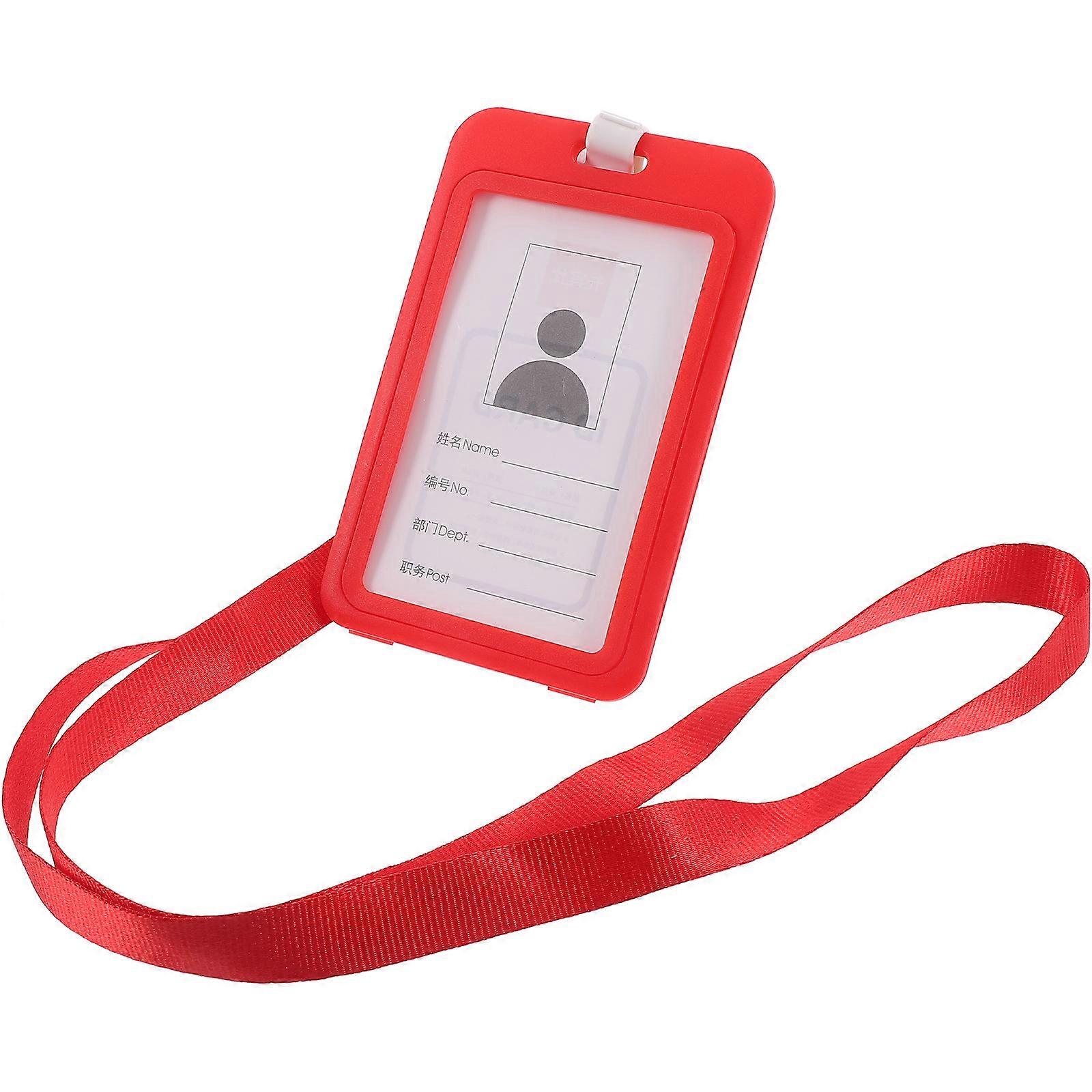 Badge Holder with Lanyard Plastic Card Sleeve for Daily Use 1Set