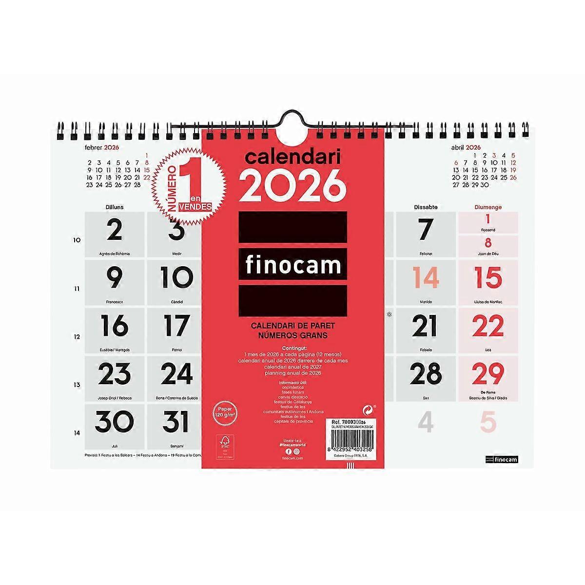 Wall calendar Finocam A4 Paper 30 x 21 cm