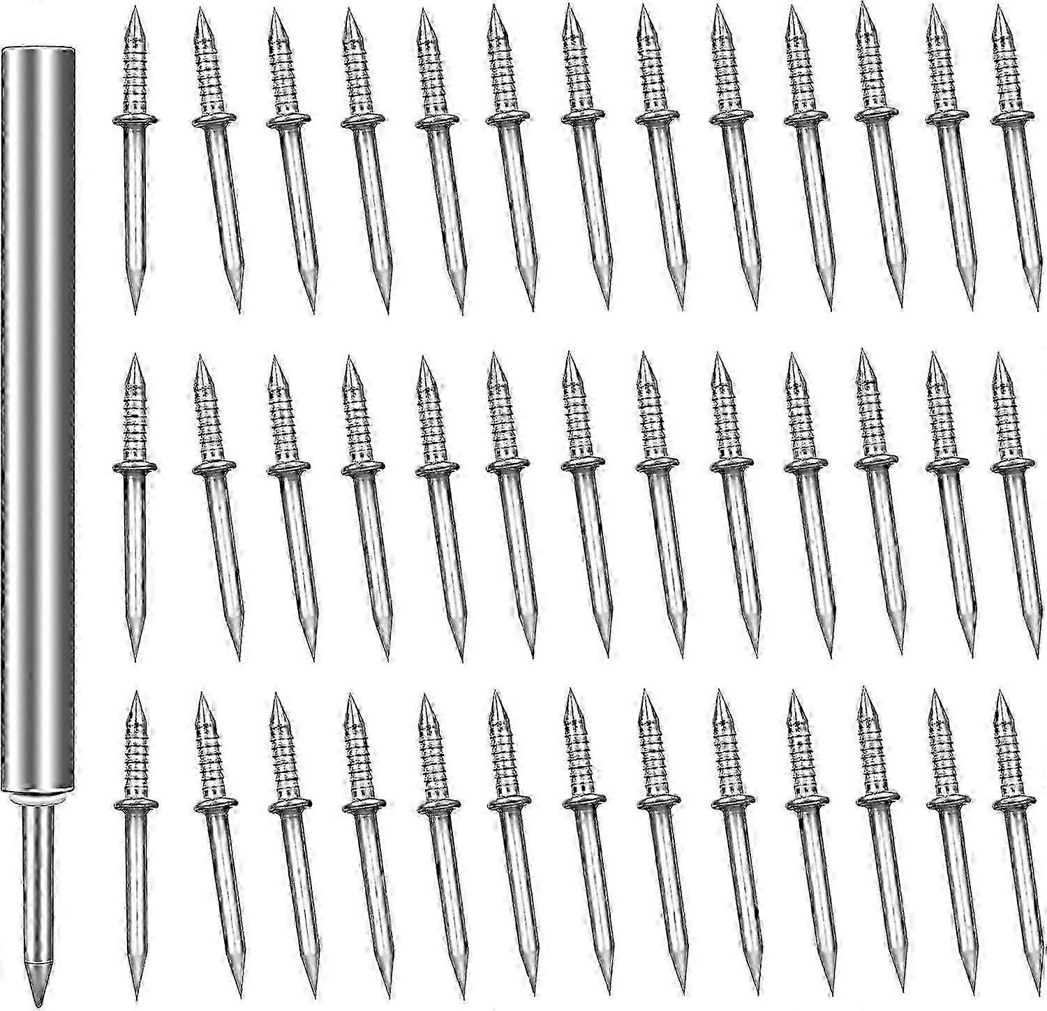 200 Pieces Double Head Nail, Double Head Seamless Nails for Skirting Boards Invisible No Trace Safety Screws with 3 Nail Specific Socket Tool for