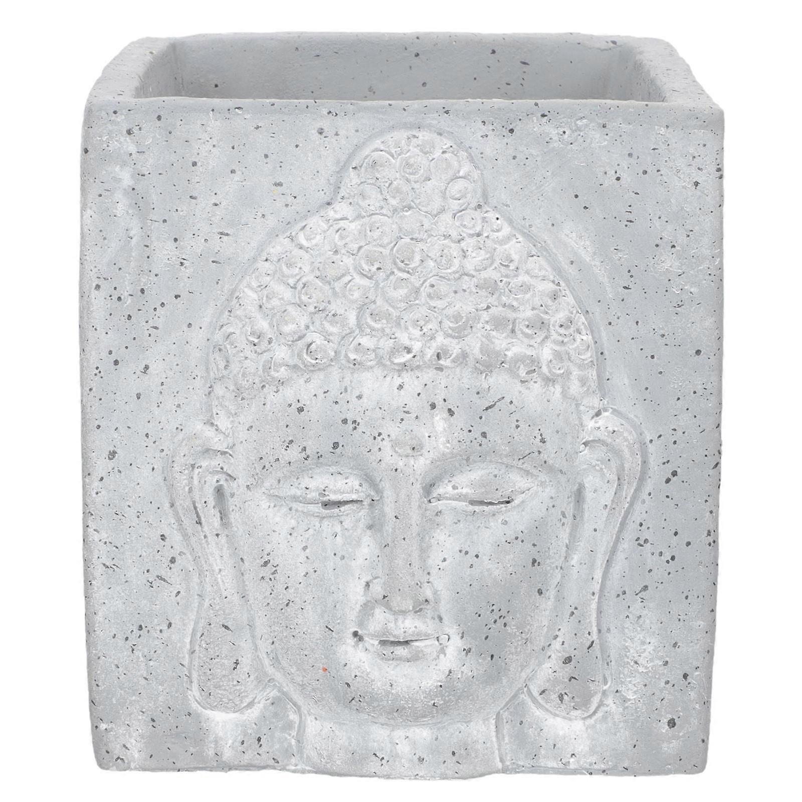 Buddha's Flowerpot Grey Cement Plants with Artistic Design for Storage Use