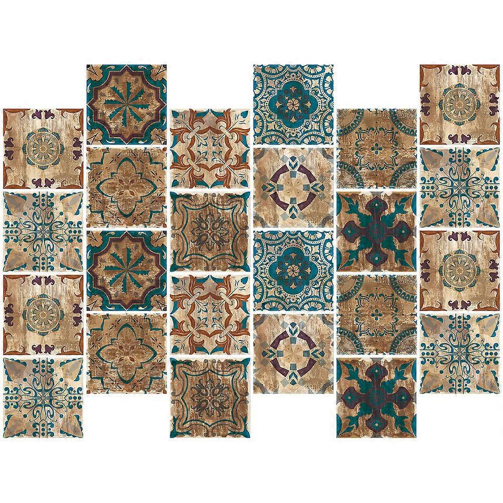 120 Pcs Square Decorative Wall Stickers For Kitchen And Bathroom With Assorted Color Retro Style Easy To Install Oil Resistant Capability