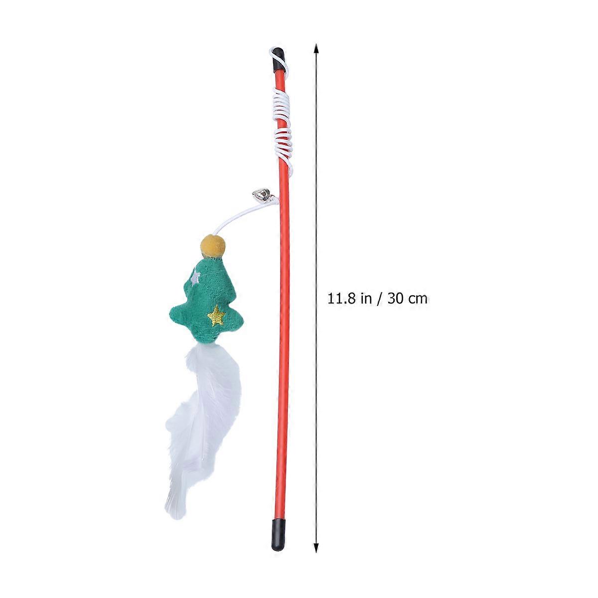Pet Cat Training Wand for Cat Playing 3Pcs Christmas Themed Stick