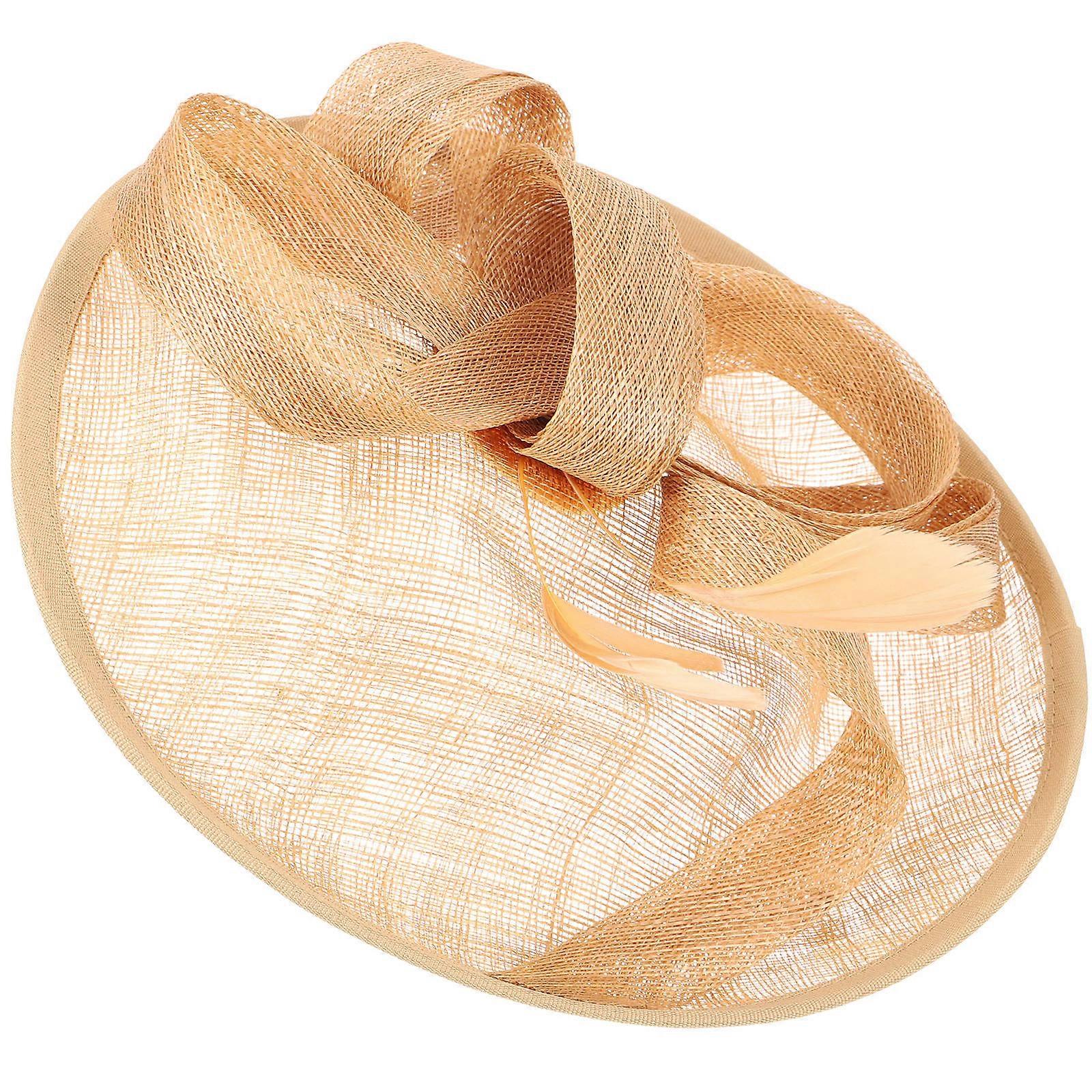 Romantic Bride Hat Mesh Veil Hat for Formal Occasion Khaki