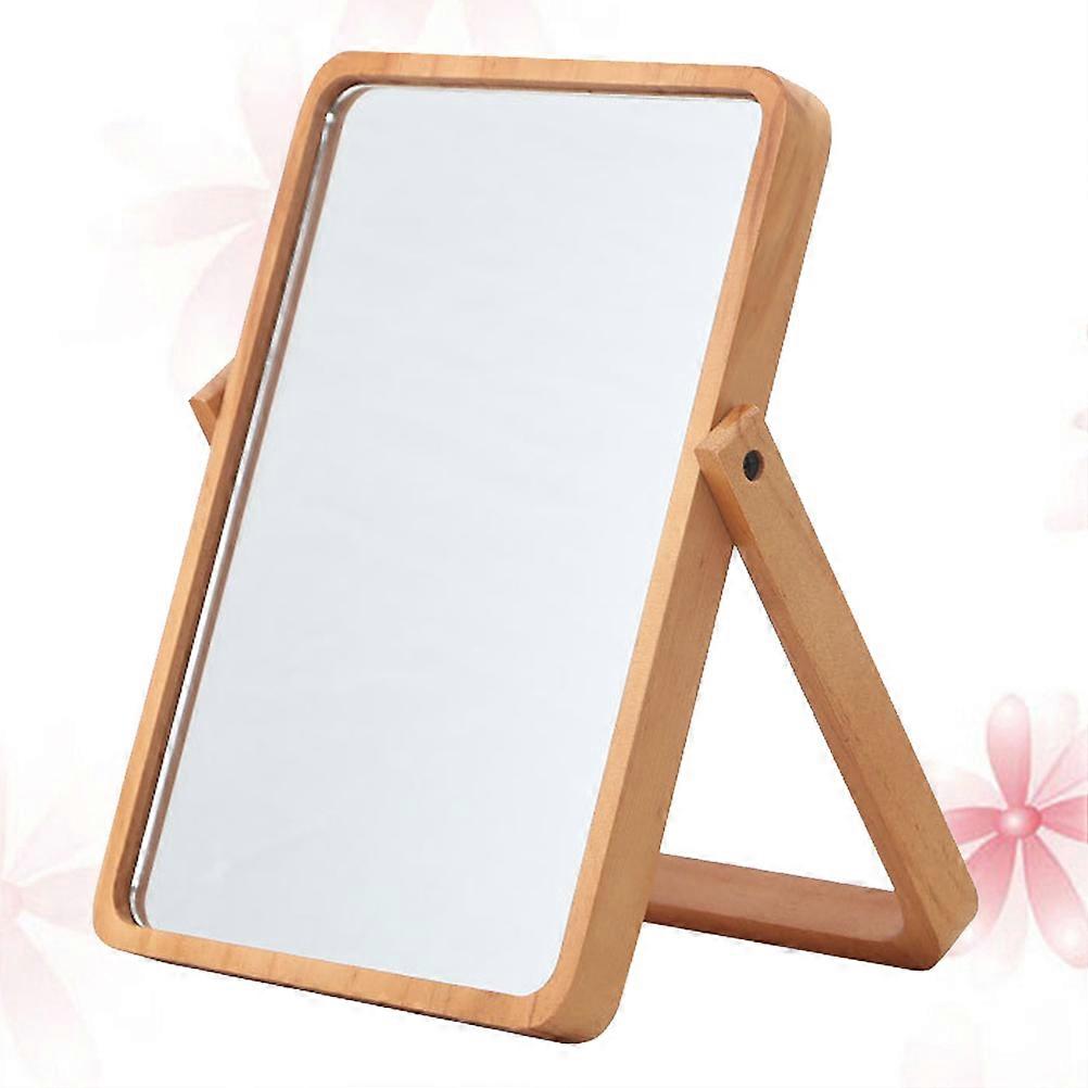 Stylish Mirror Wooden Desktop Makeup Mirror for Home Use 2Pcs